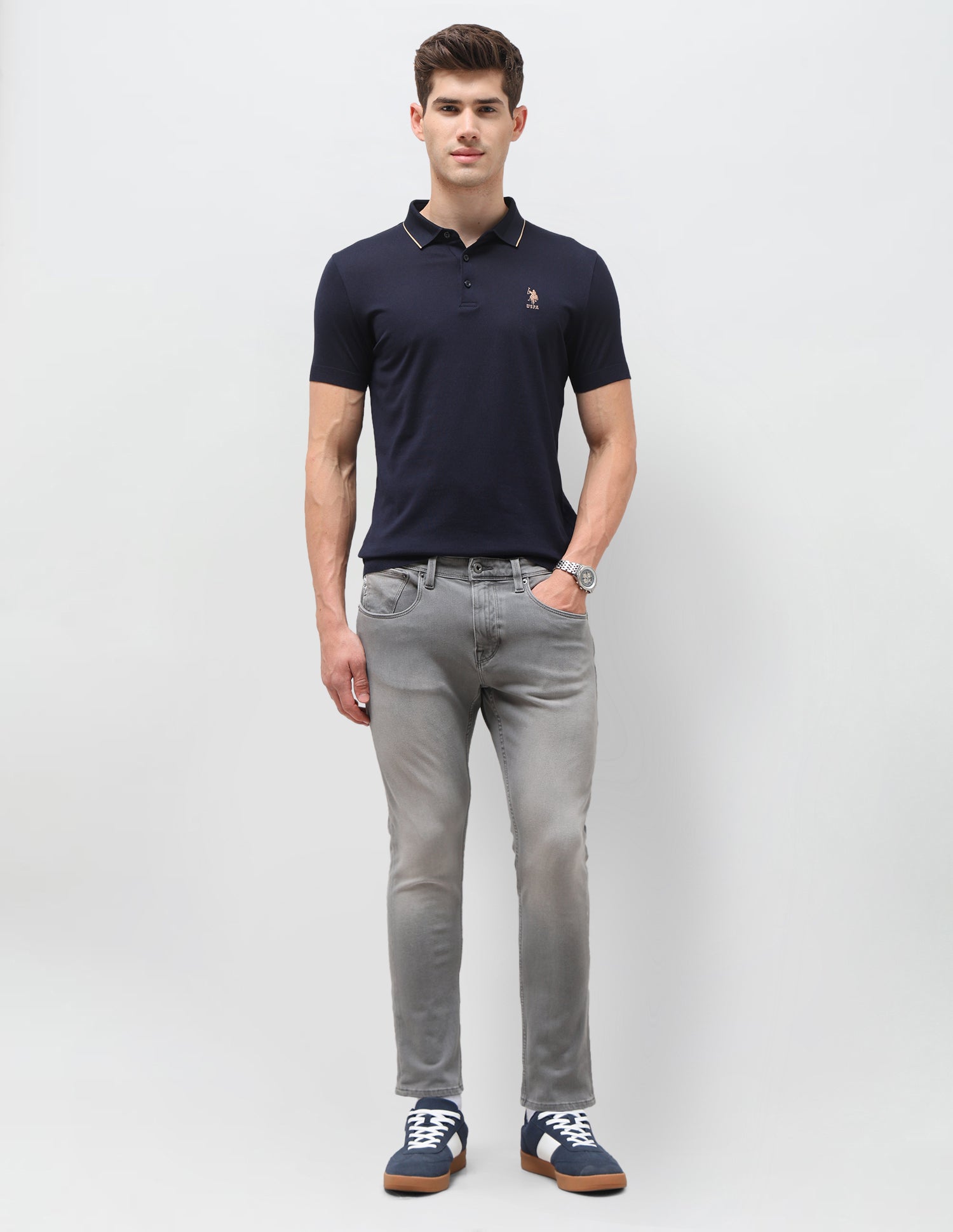 Henry Tapered Fit Grey Jeans Grey - U.S. Polo Assn. India | Large