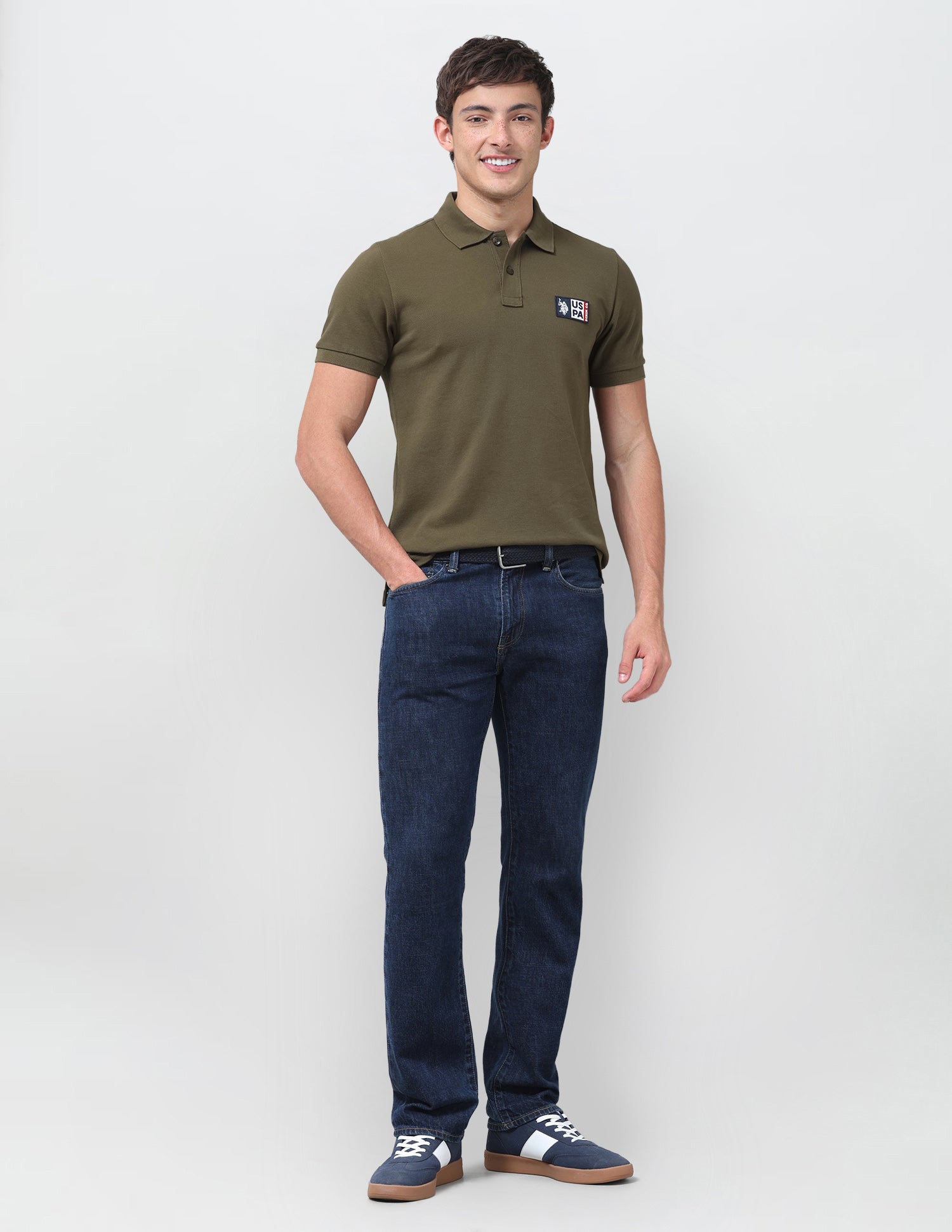 Solid Slim Fit Polo Shirt Olive - U.S. Polo Assn. India | Large
