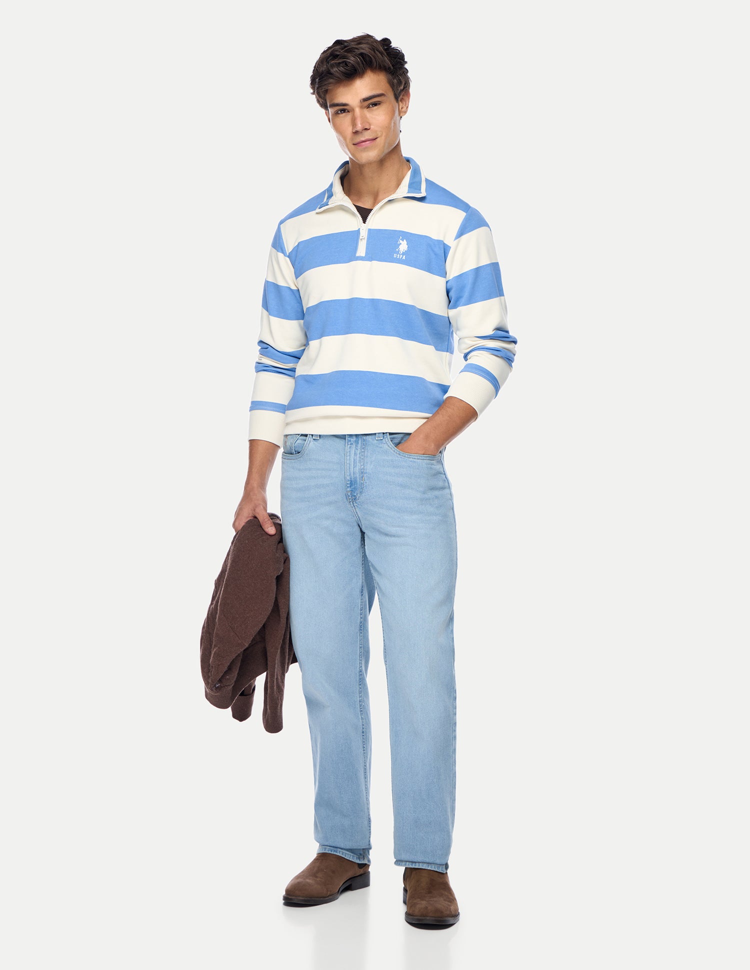 Horizontal Striped Regular Fit Sweatshirt Blue - U.S. Polo Assn. India | Large