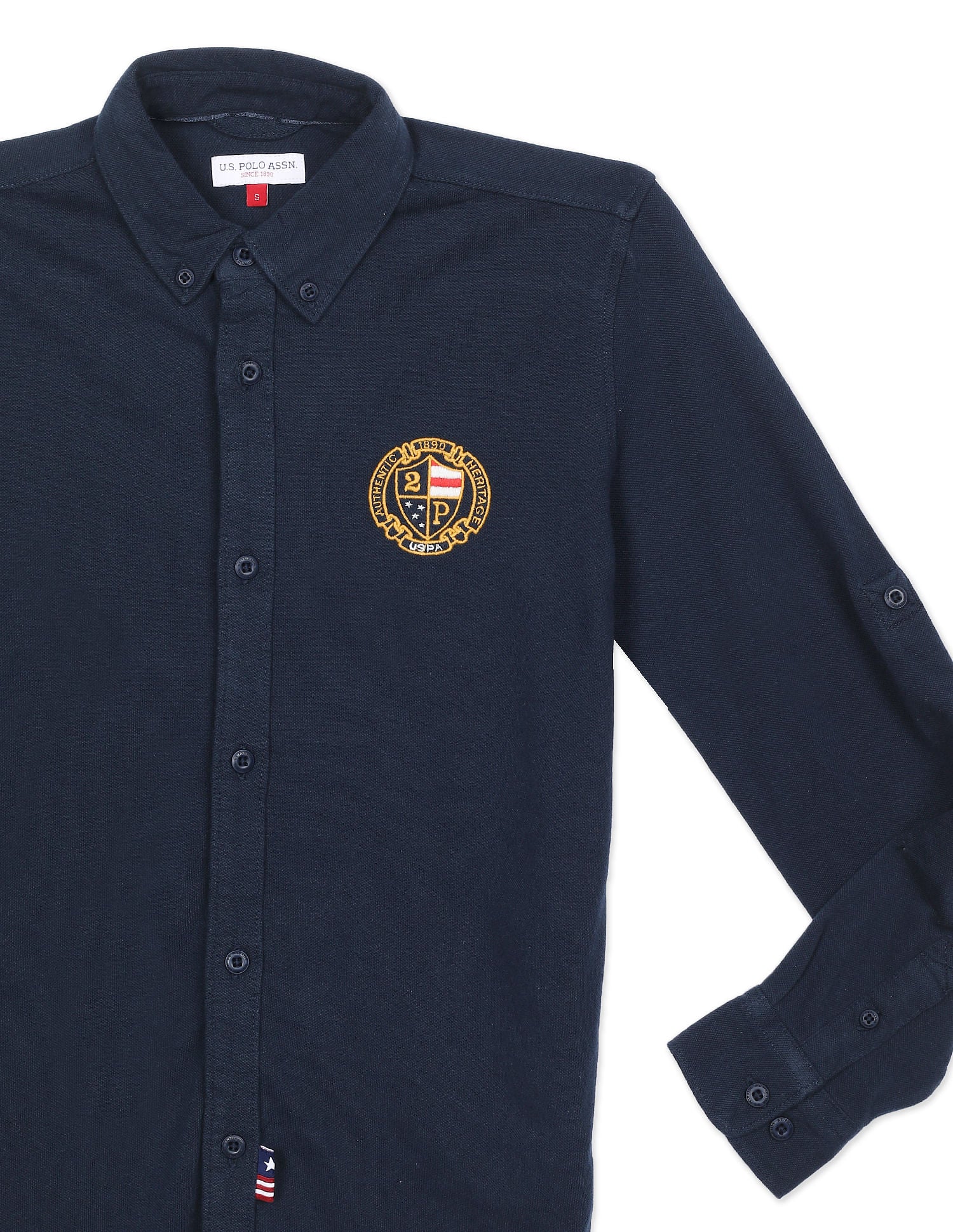 Button Down Collar Cotton Casual Shirt Navy - U.S. POLO ASSN. | Large