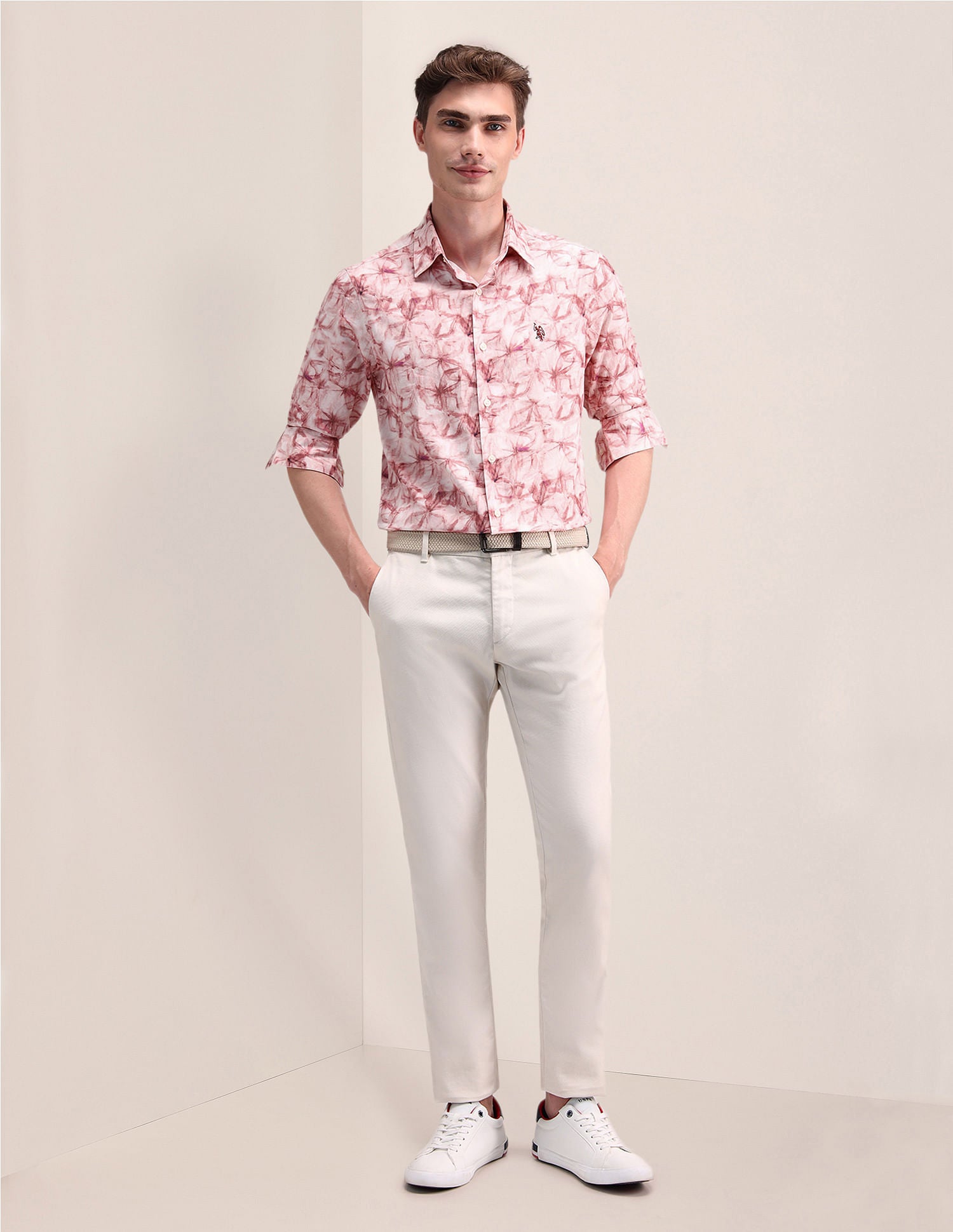 Satin Digital Print Shirt Coral - U.S. POLO ASSN. | Large