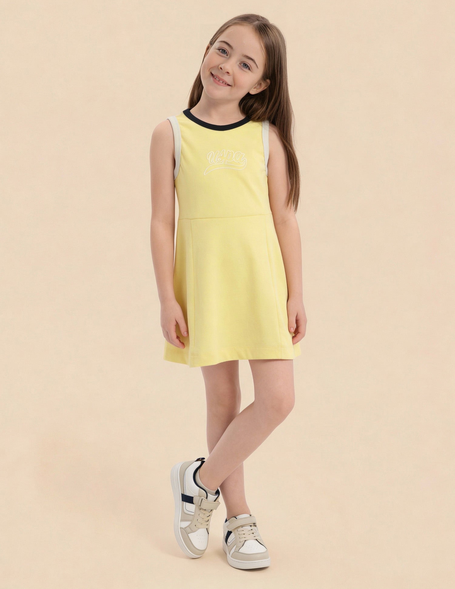 Girls Constrast Rib Skater Dress Yellow - U.S. Polo Assn. India | Large