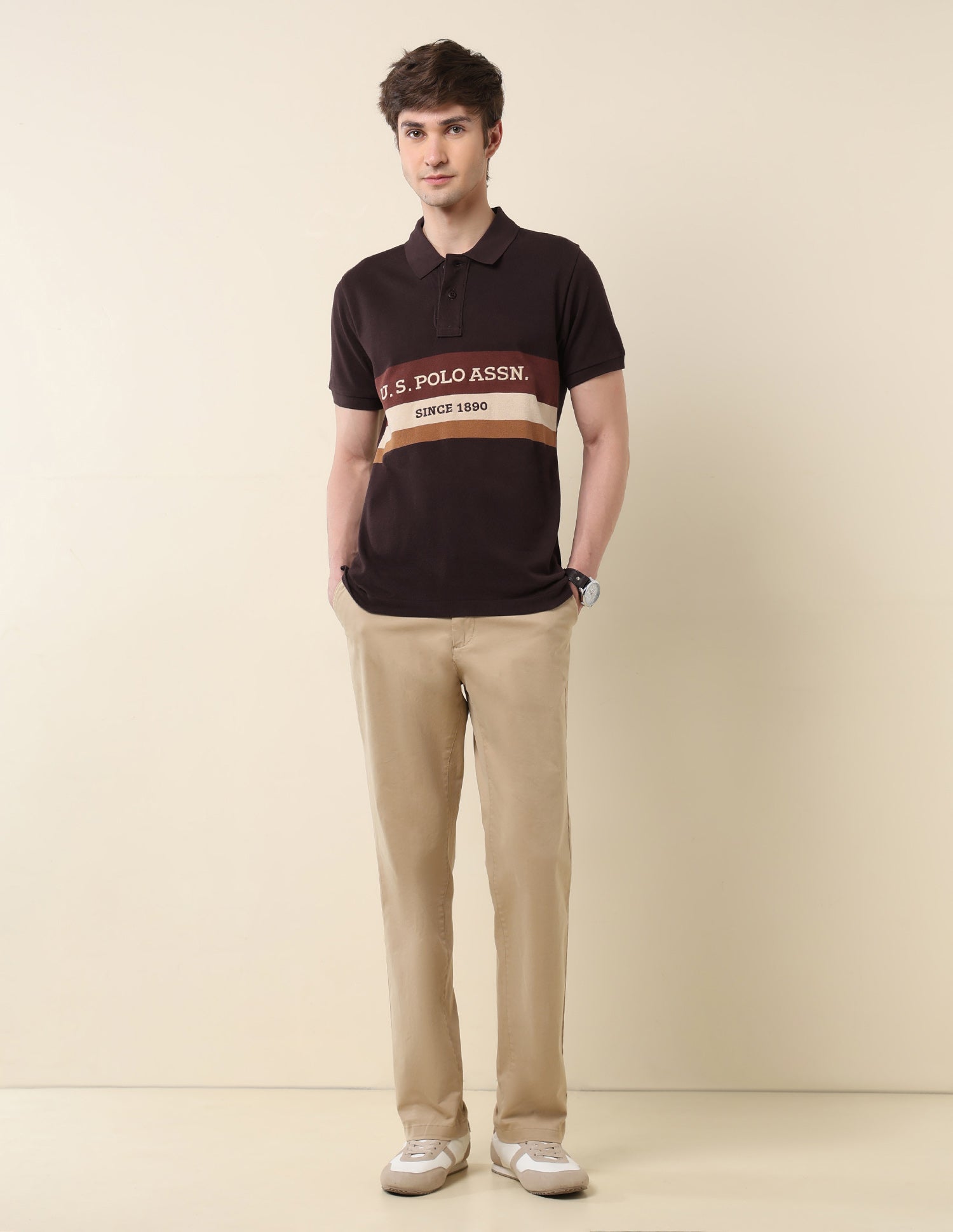 Brand Embroidered Classic Polo Shirt Dark Brown - U.S. Polo Assn. India | Large