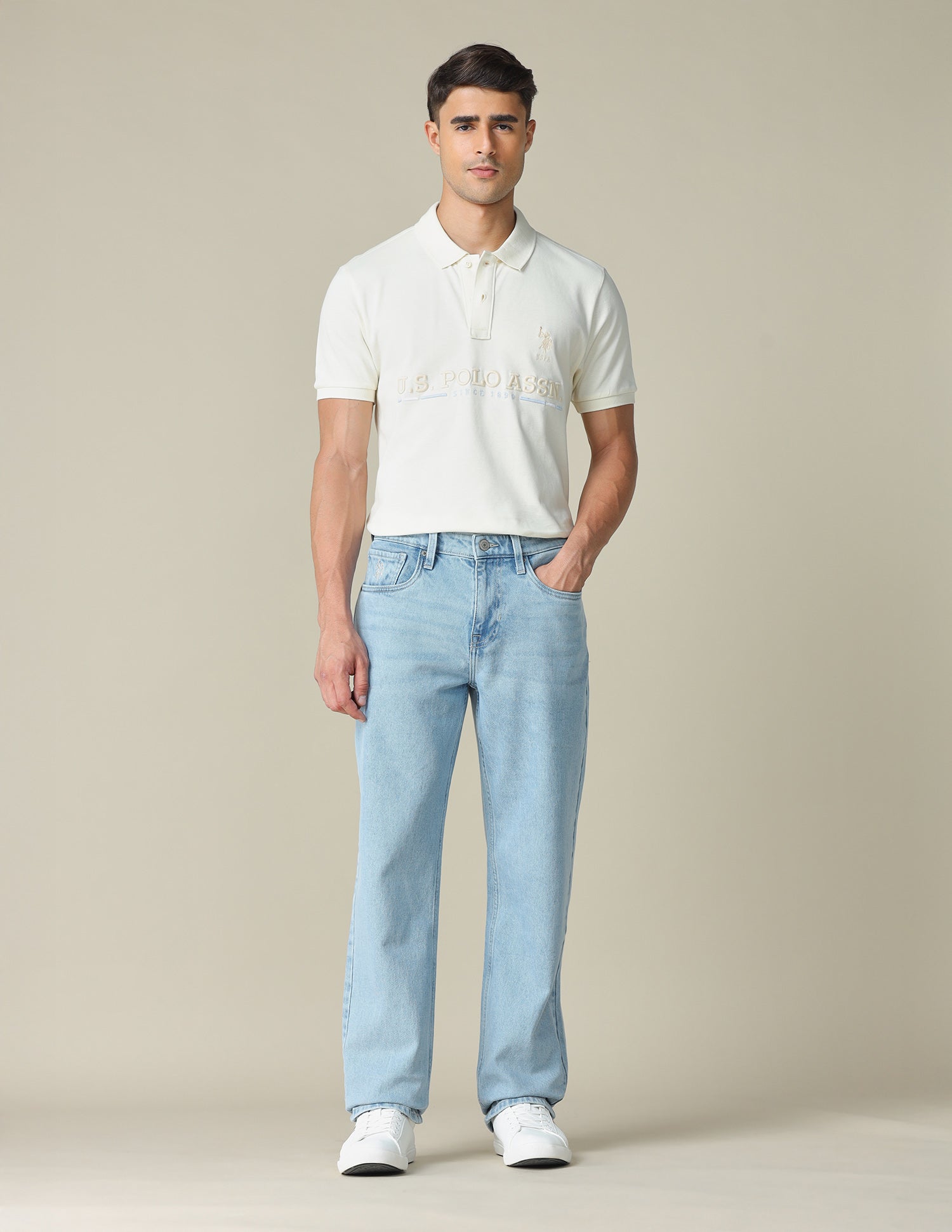 Shawn Relaxed Fit Blue Jeans Light Indigo - U.S. POLO ASSN. | Large