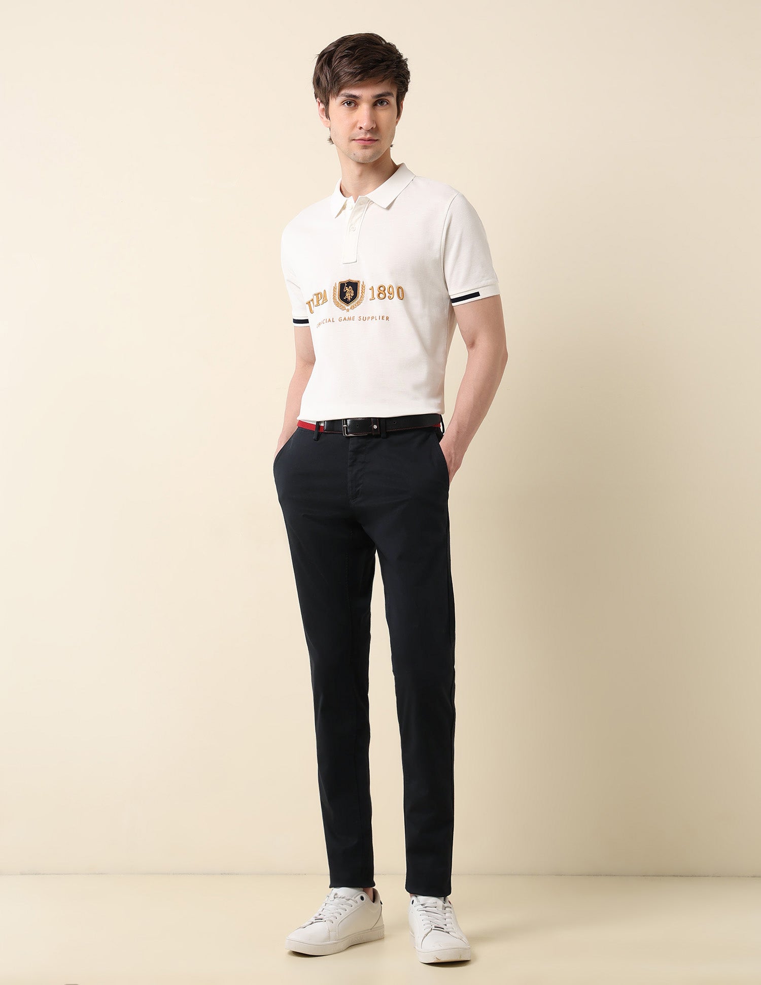 Austin Slim Fit Dobby Weave Trousers Black - U.S. Polo Assn. India | Large