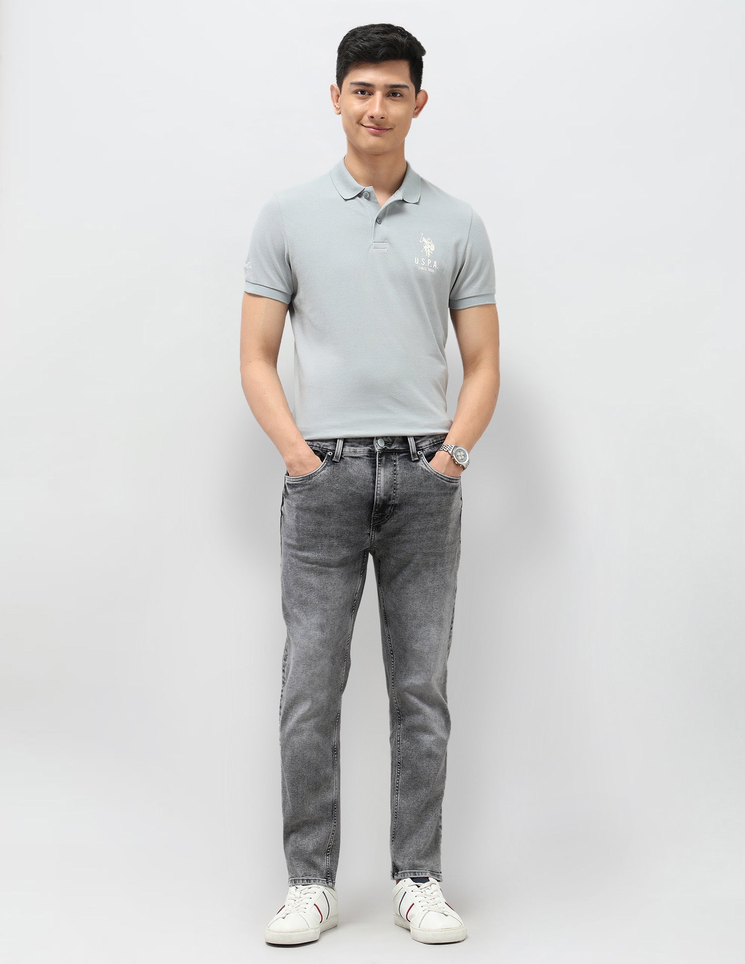 Cole Comfort Cropped Fit Grey Jeans Grey - U.S. POLO ASSN. | Large