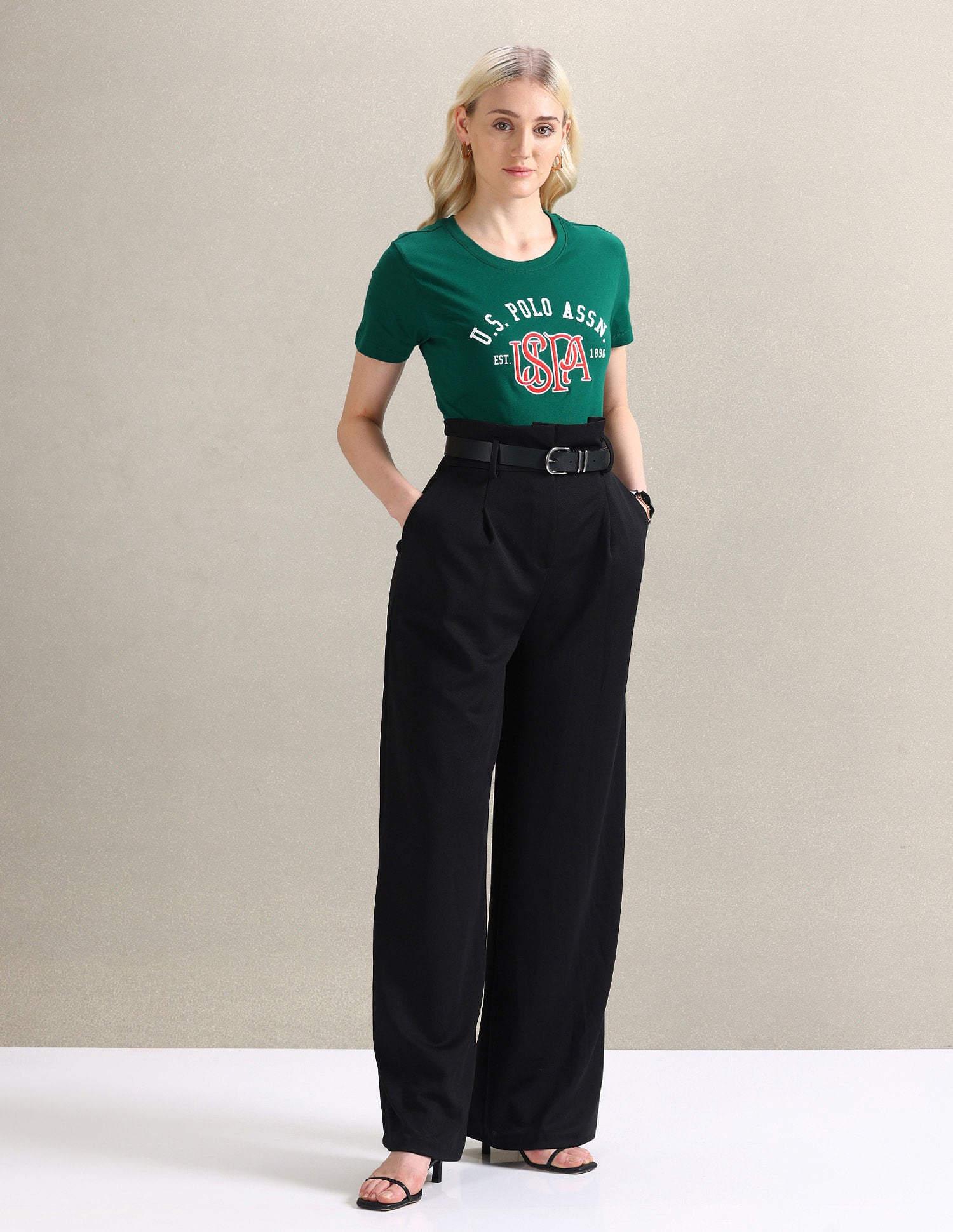 HD Print Pure Cotton T-Shirt Green - U.S. POLO ASSN. | Large