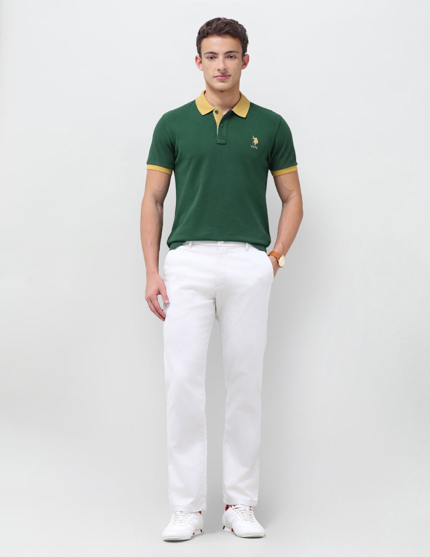 Solid Regular Fit Polo Shirt Dark Green - U.S. Polo Assn. India | Large