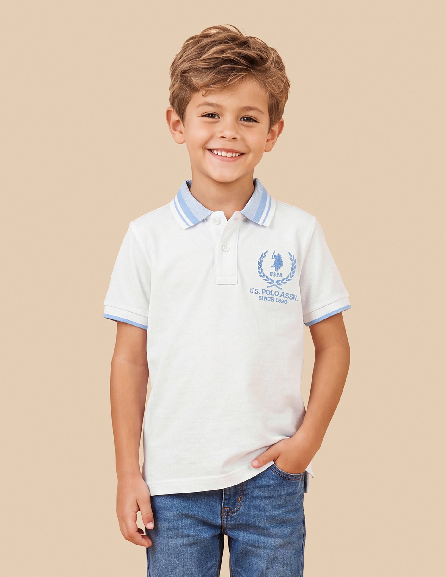 Solid Regular Fit Polo Shirt Off White - U.S. Polo Assn. India | Large