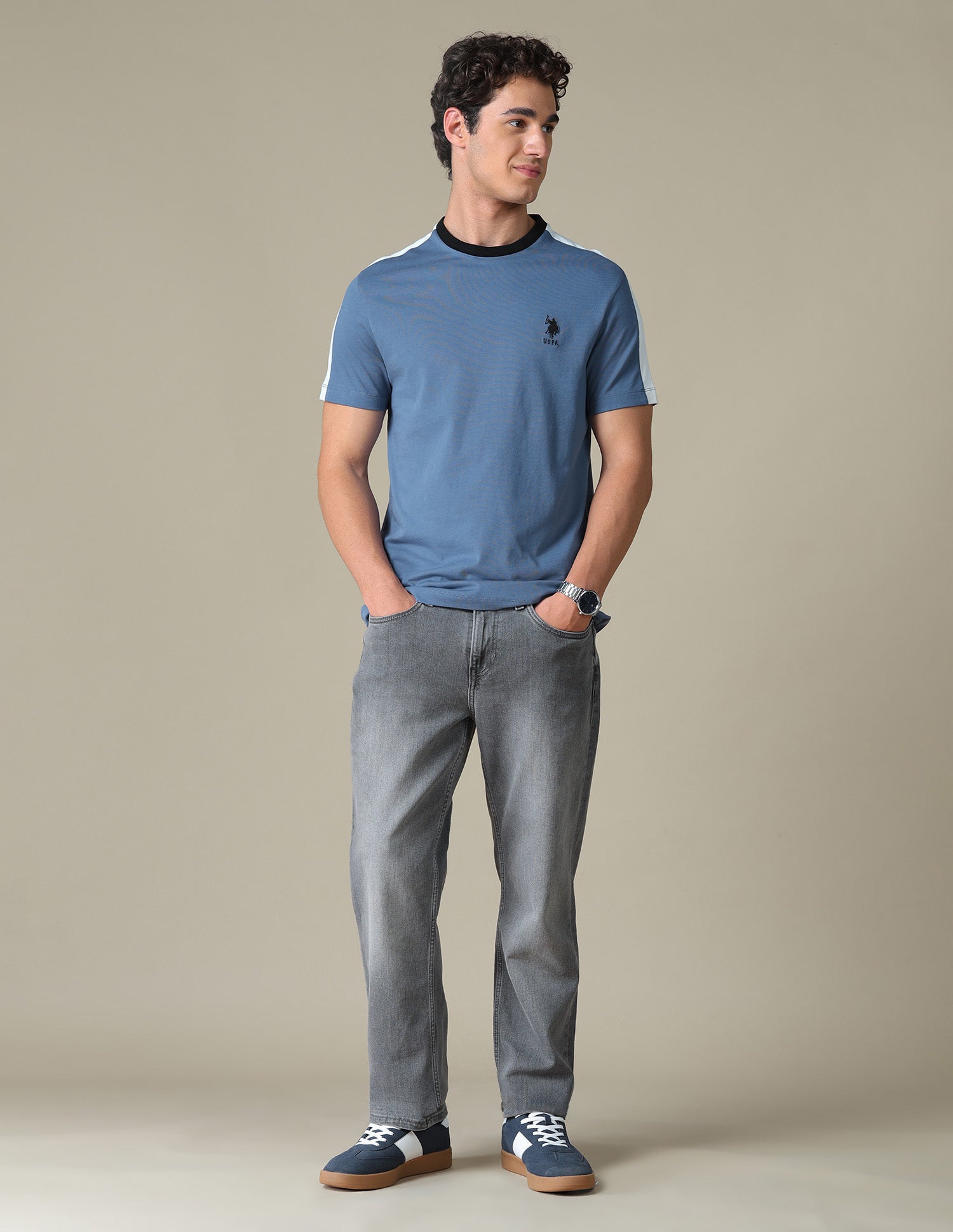 Solid Slim Fit T-Shirt Blue - U.S. Polo Assn. India | Large