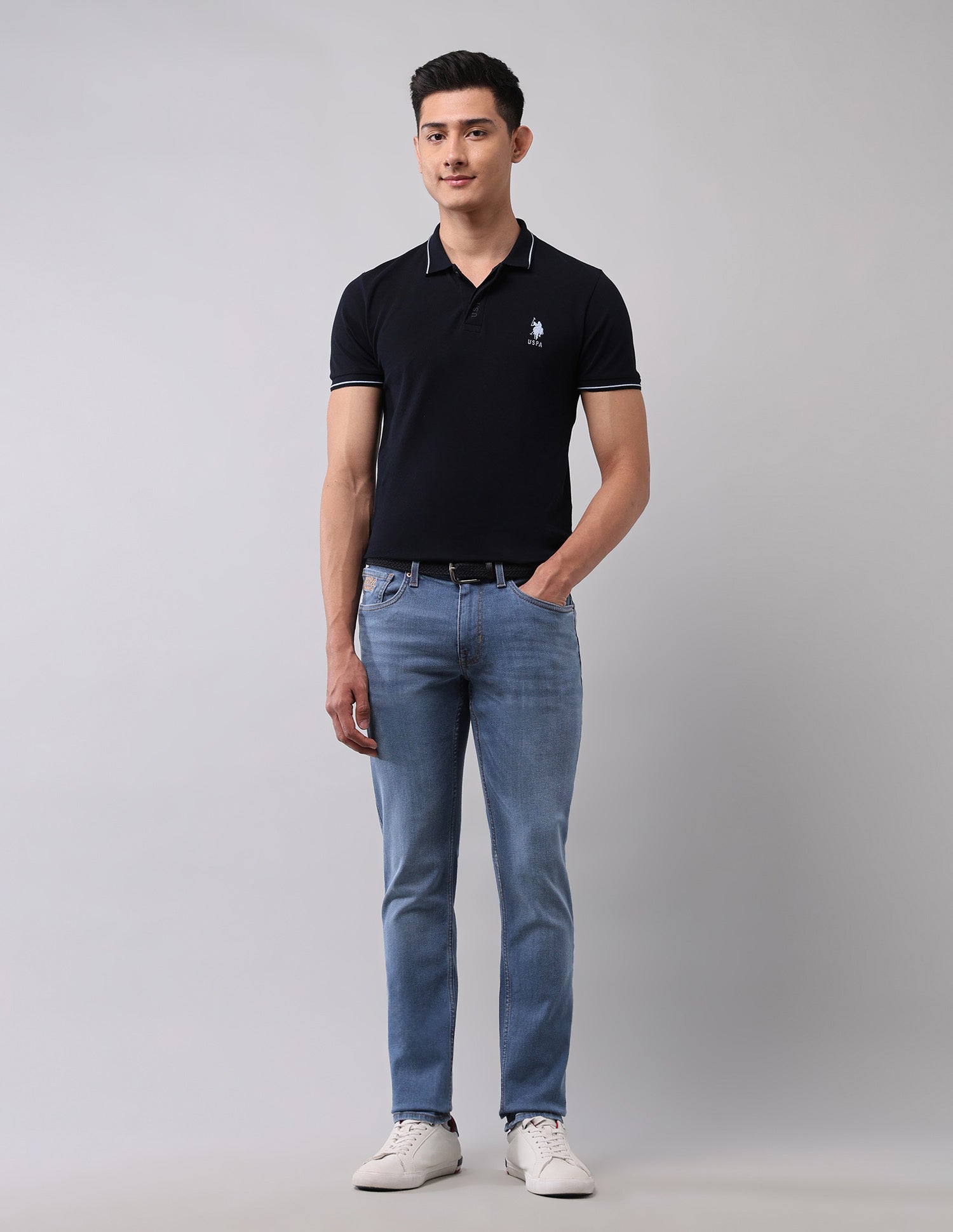 Brandon Slim Tapered Fit Blue Jeans Light Blue - U.S. POLO ASSN. | Large