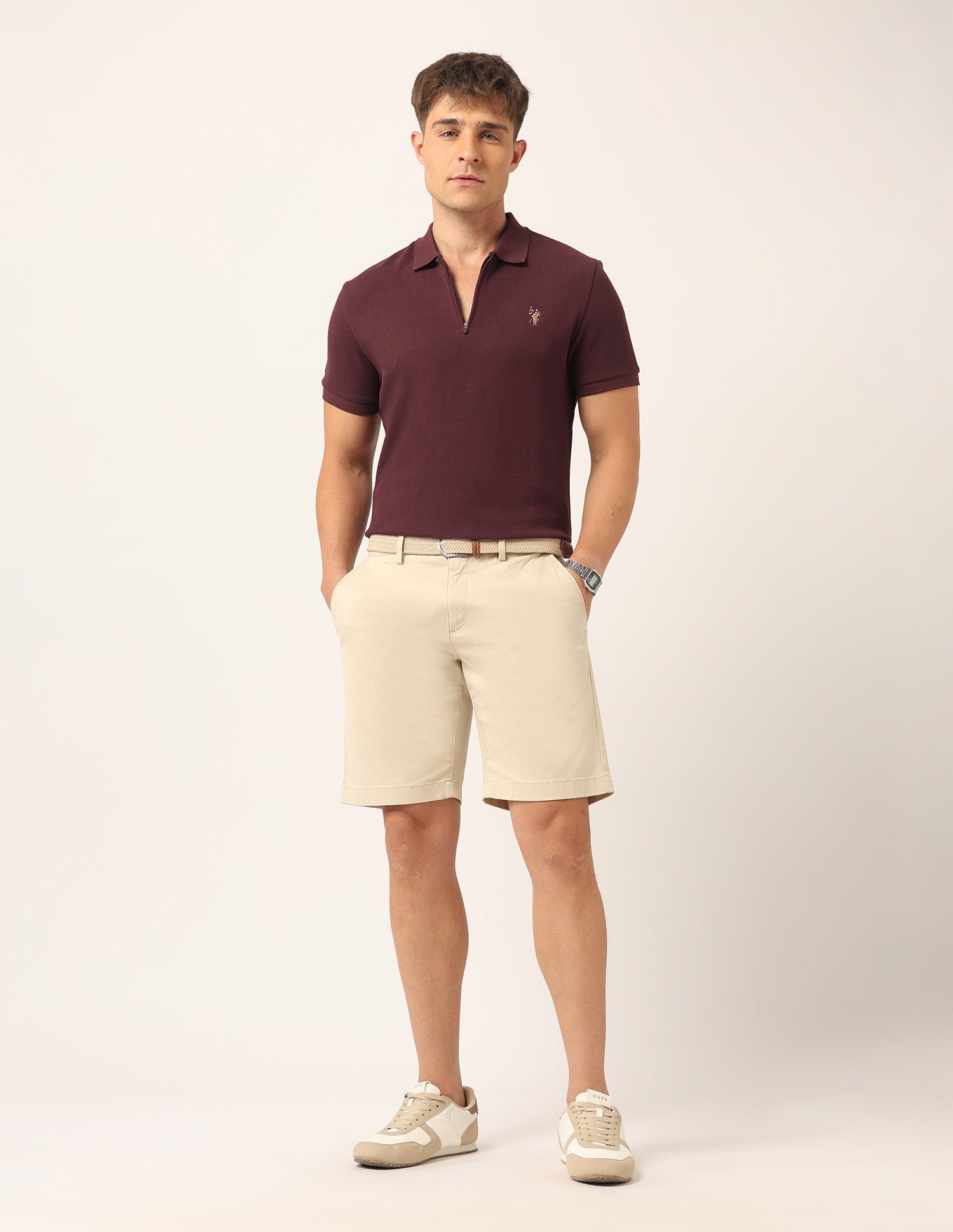 Solid Muscle Fit Polo Shirt Burgundy - U.S. Polo Assn. India | Large
