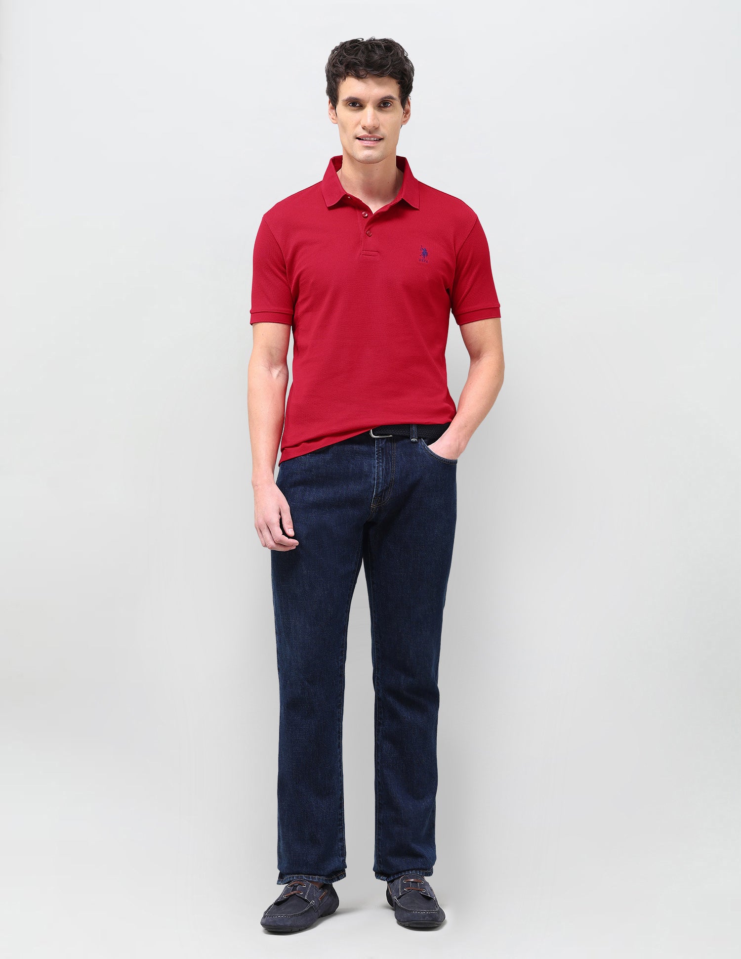 Solid Slim Fit Polo Shirt Red - U.S. Polo Assn. India | Large