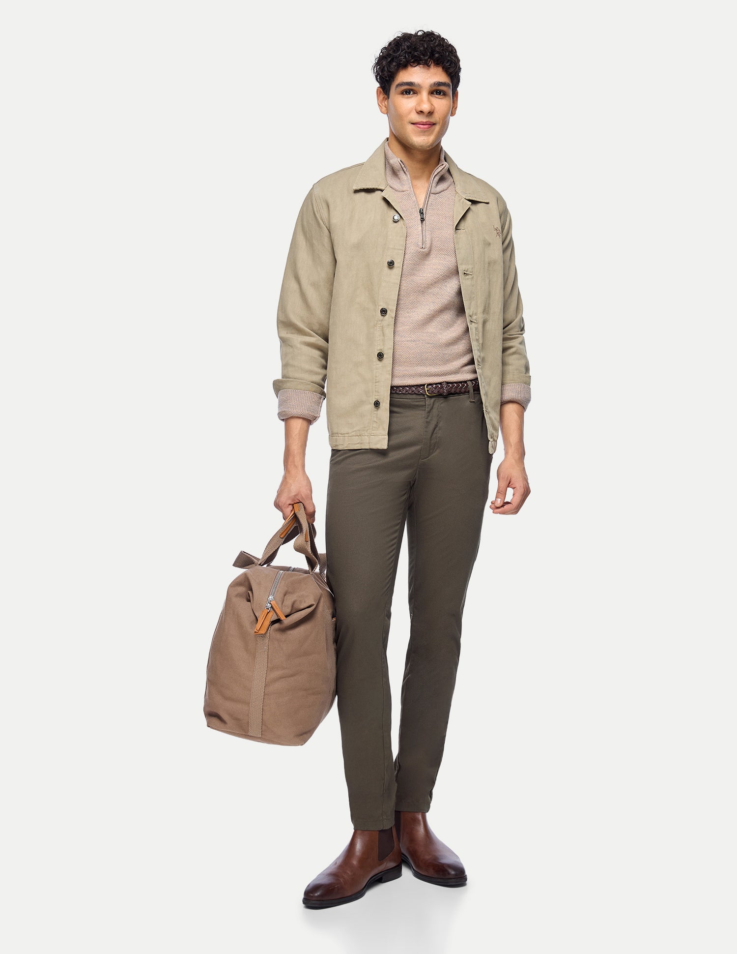Austin Slim Fit Twill Trousers Brown - U.S. Polo Assn. India | Large