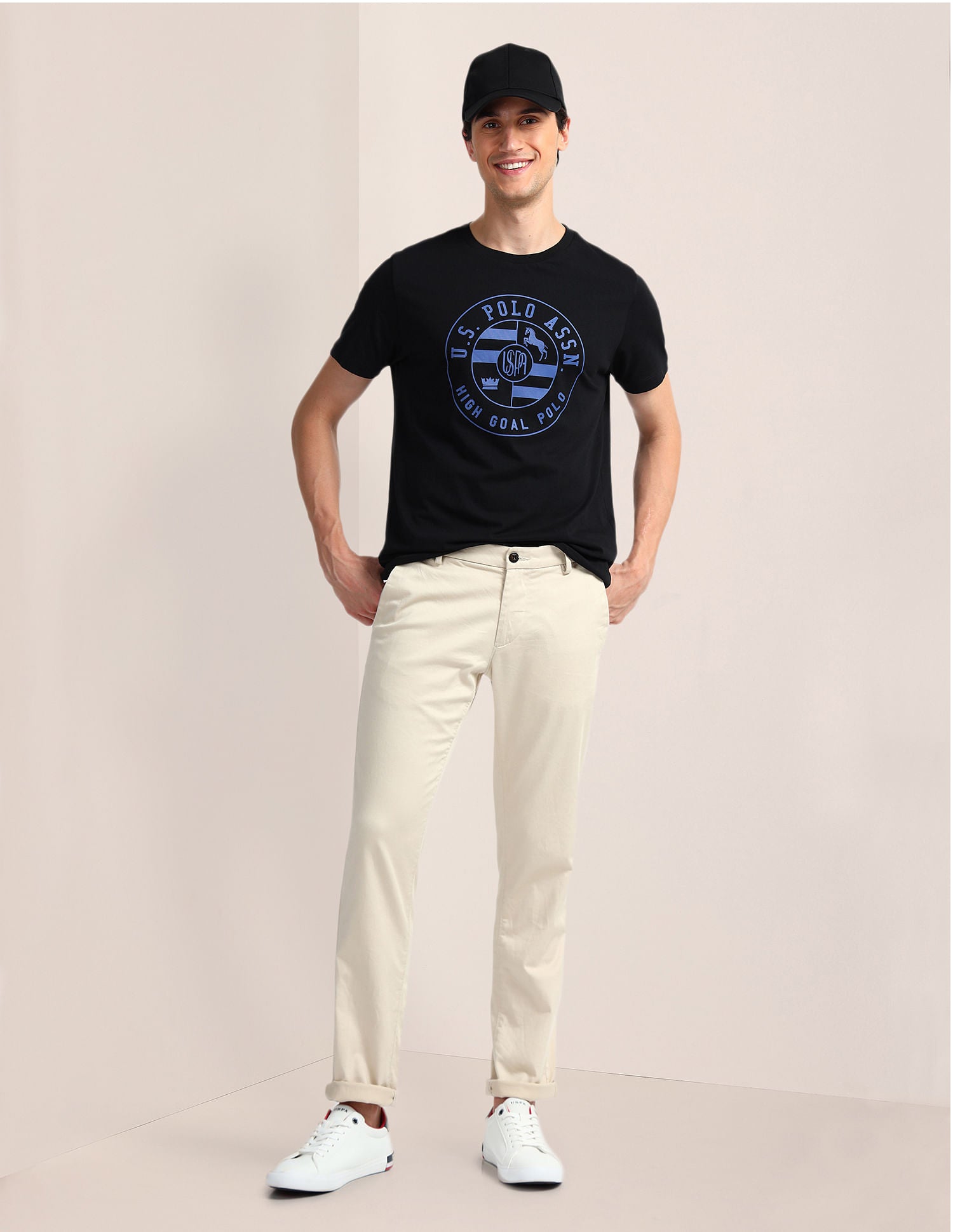 Brand Print Slim Fit T-Shirt Black - U.S. Polo Assn. India | Large