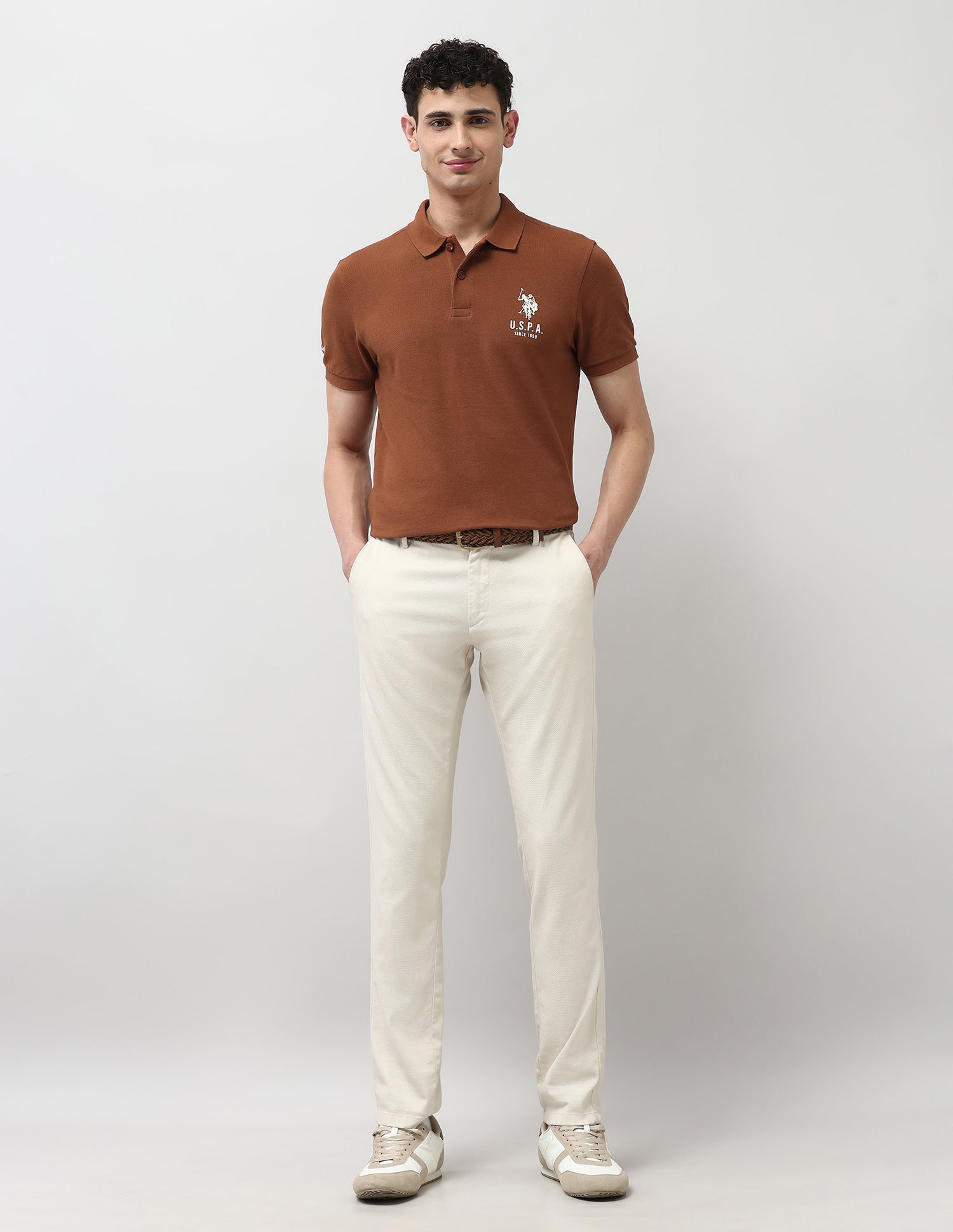Pure Cotton Solid Polo Shirt Rust - U.S. Polo Assn. India | Large