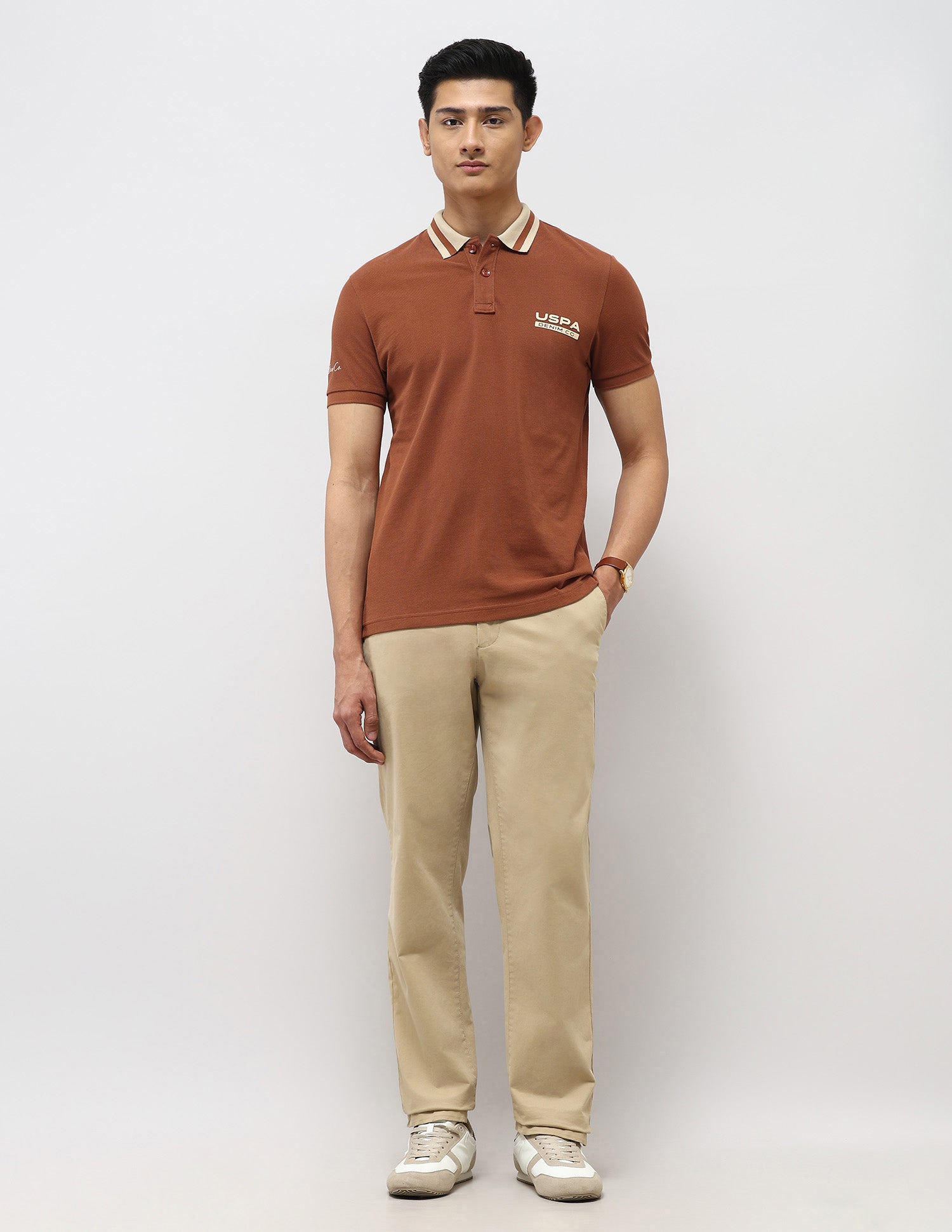 Pure Cotton Muscle Fit Polo Shirt Rust - U.S. Polo Assn. India | Large