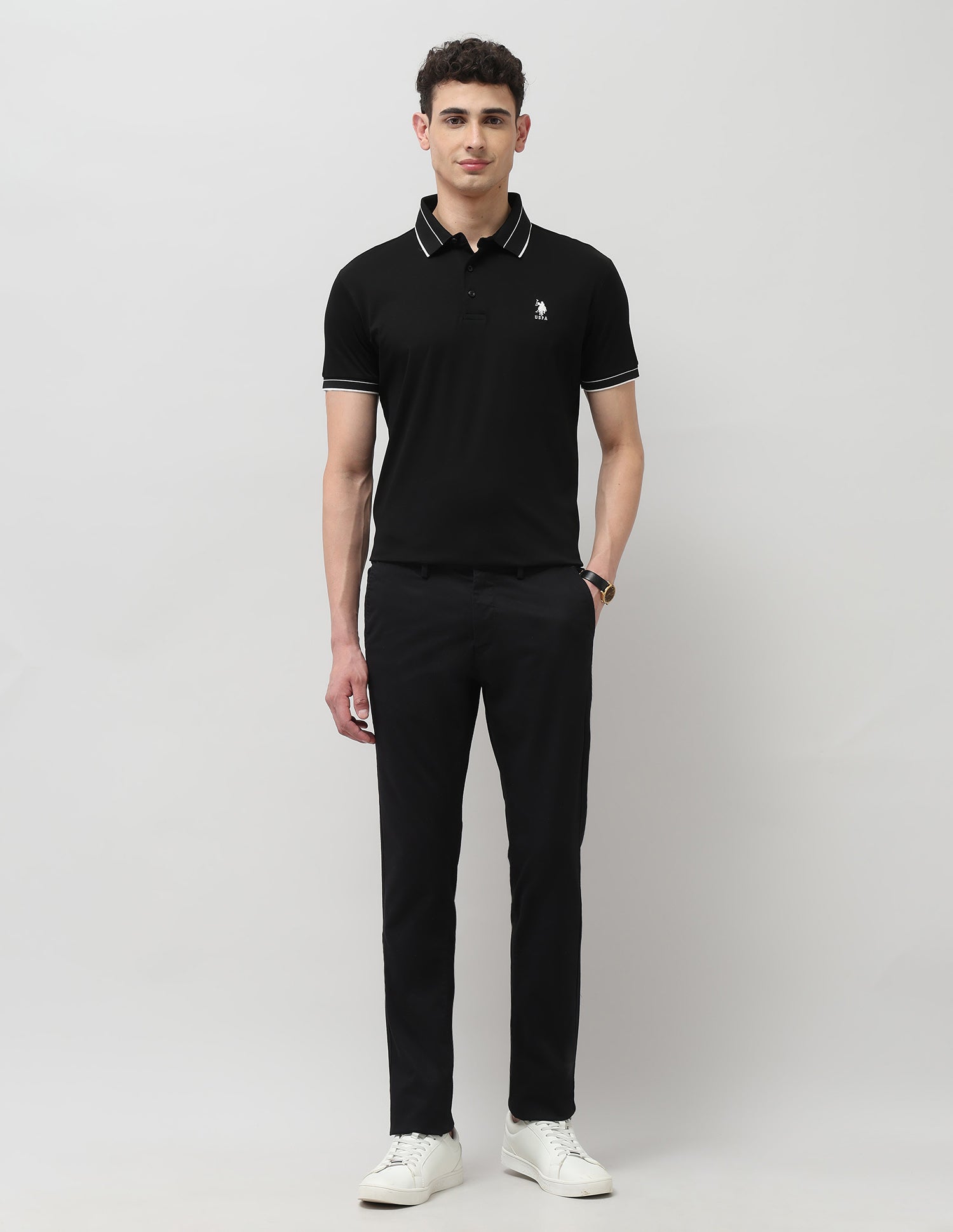 Regular Fit Pure Cotton Polo Shirt Black - U.S. POLO ASSN. | Large
