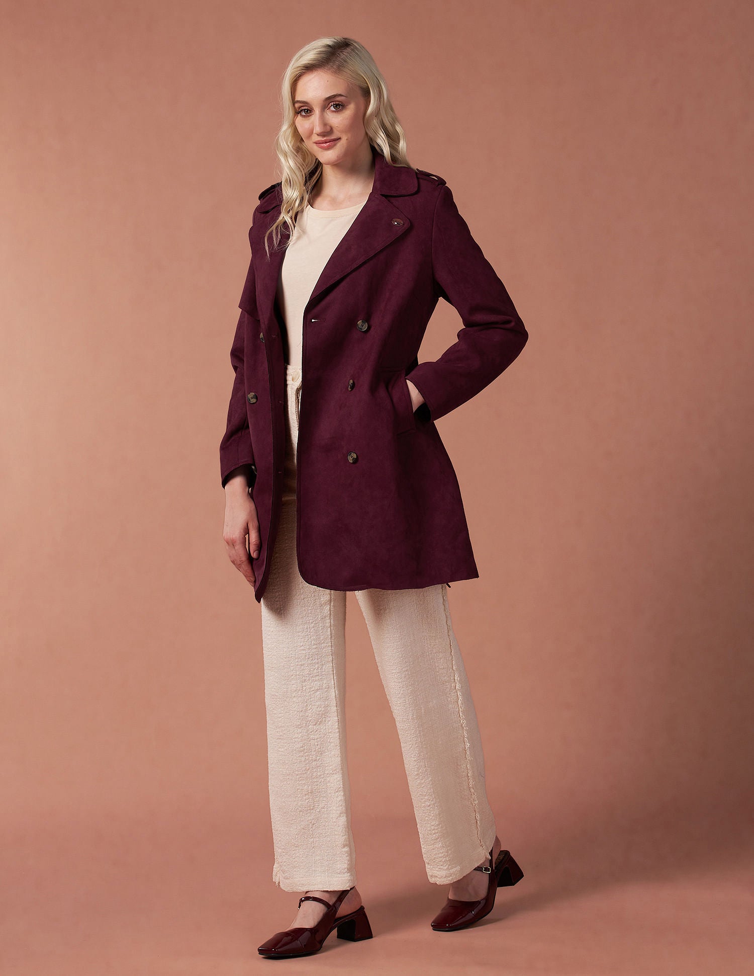 Longline Lapel Collar Jacket Wine - U.S. POLO ASSN. | Large