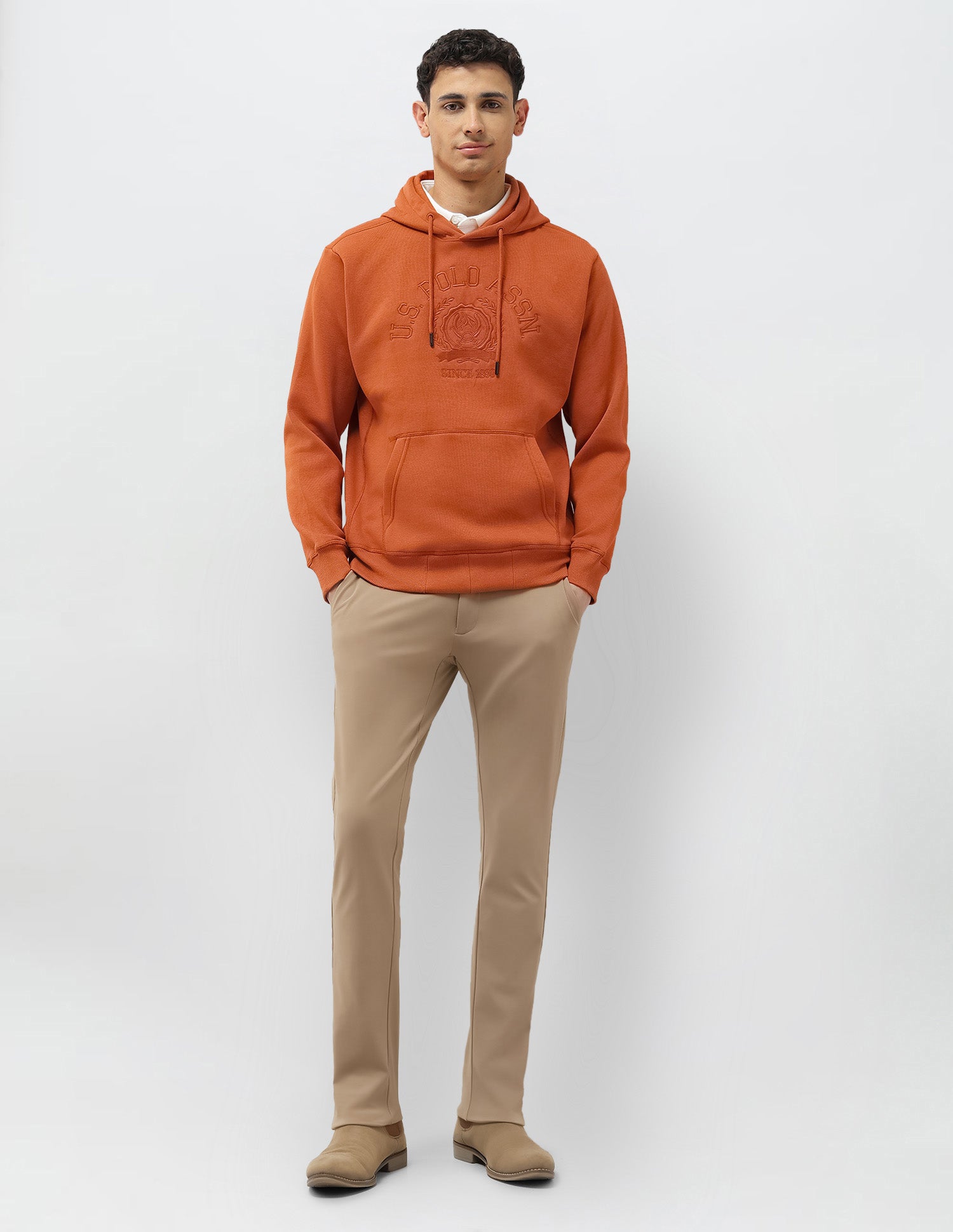 Brand Embroidered Hooded Sweatshirt Rust - U.S. POLO ASSN. | Large