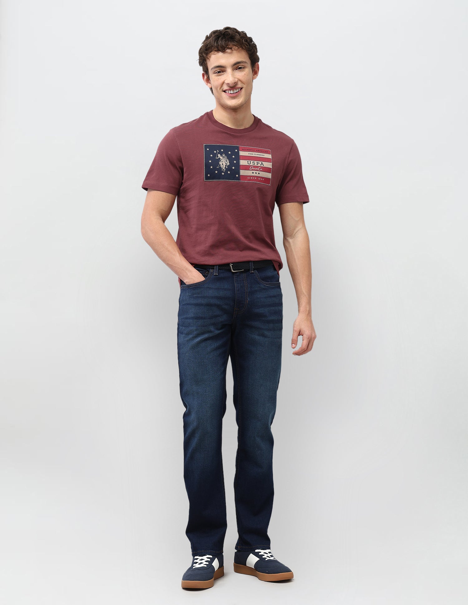 Graphic Brand Printed Slim Fit T-Shirt Dark Pink - U.S. Polo Assn. India | Large