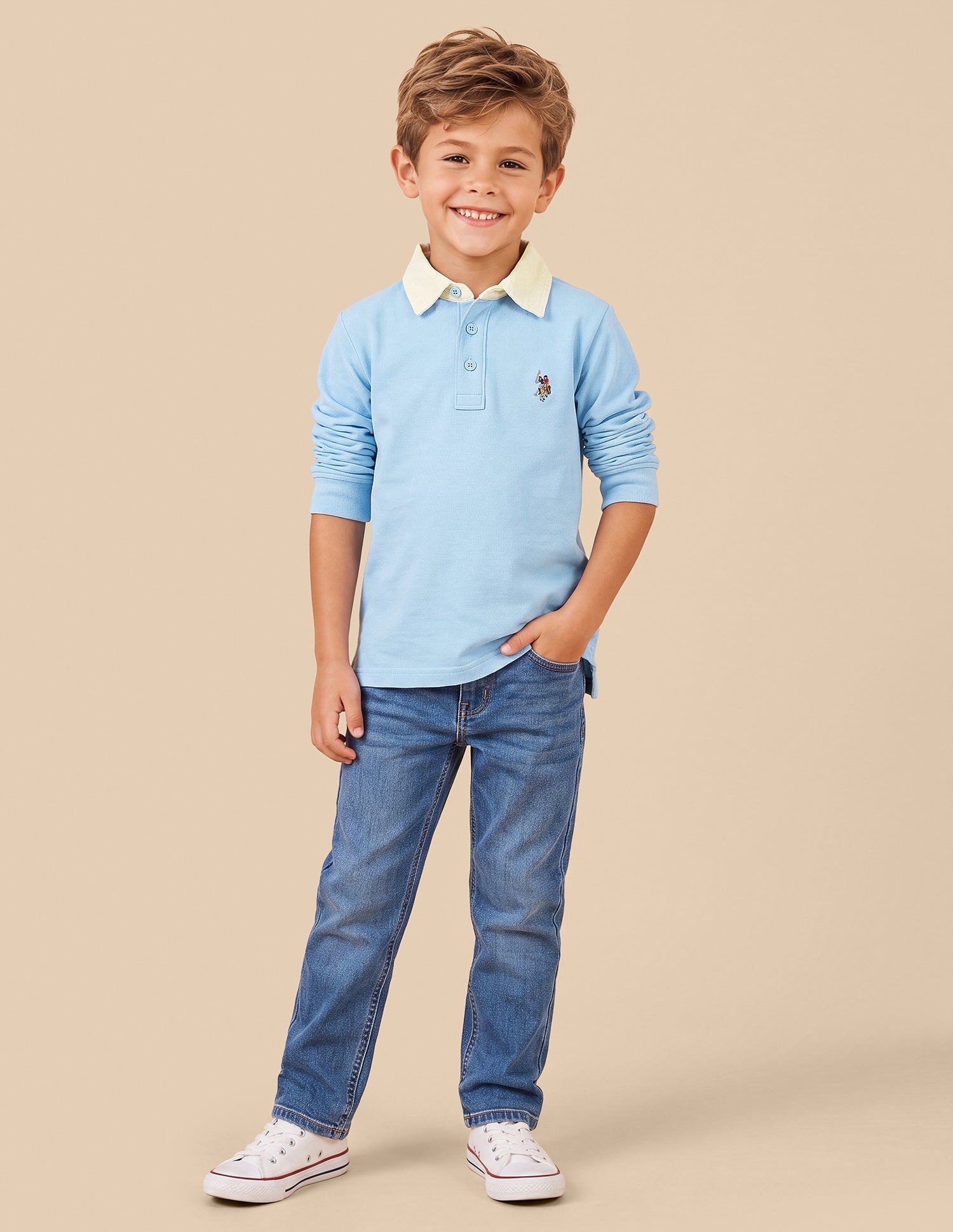 Solid Regular Fit Polo Shirt Light Blue - U.S. Polo Assn. India | Large