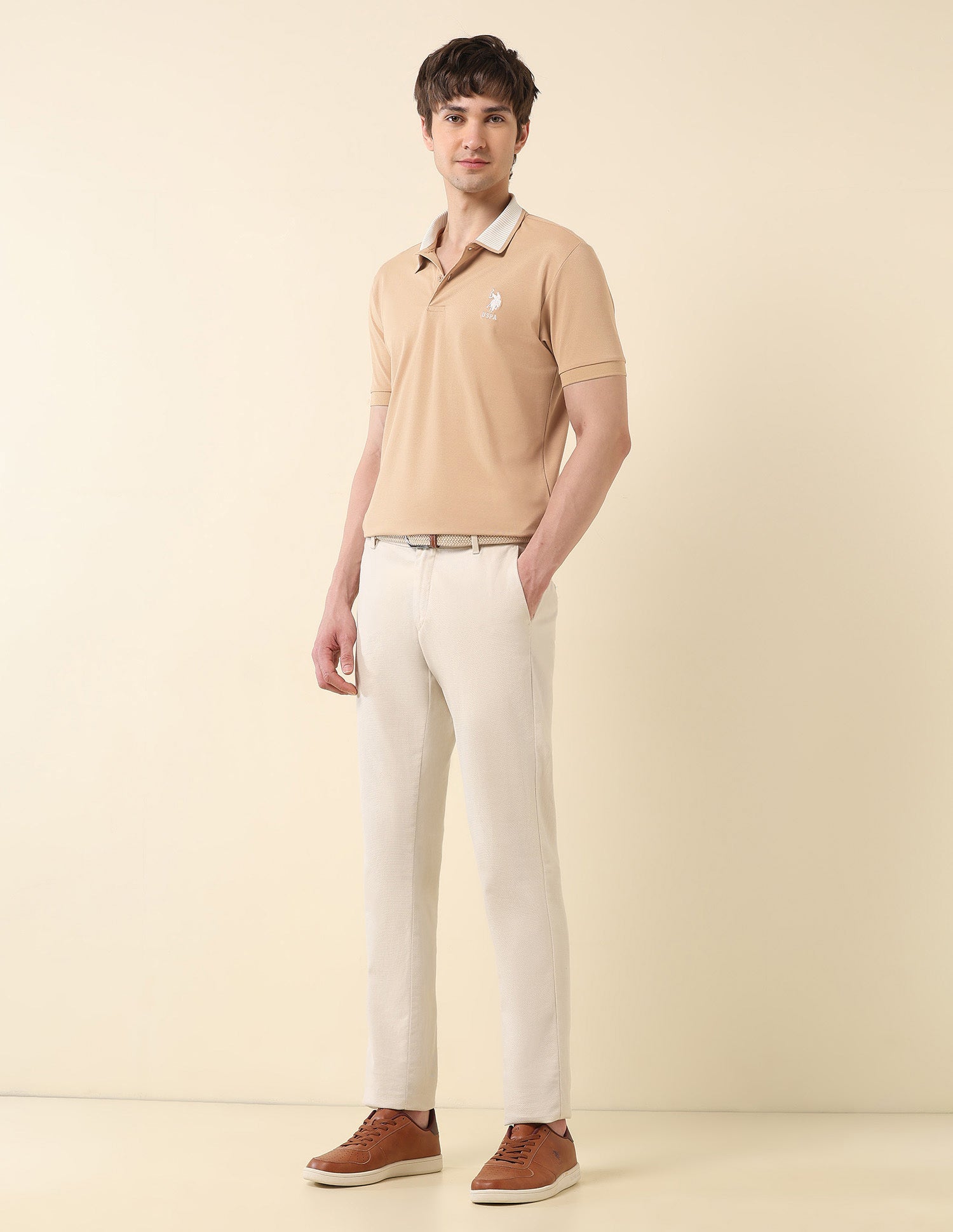Slim Fit Classic Polo Shirt Light Brown - U.S. Polo Assn. India | Large