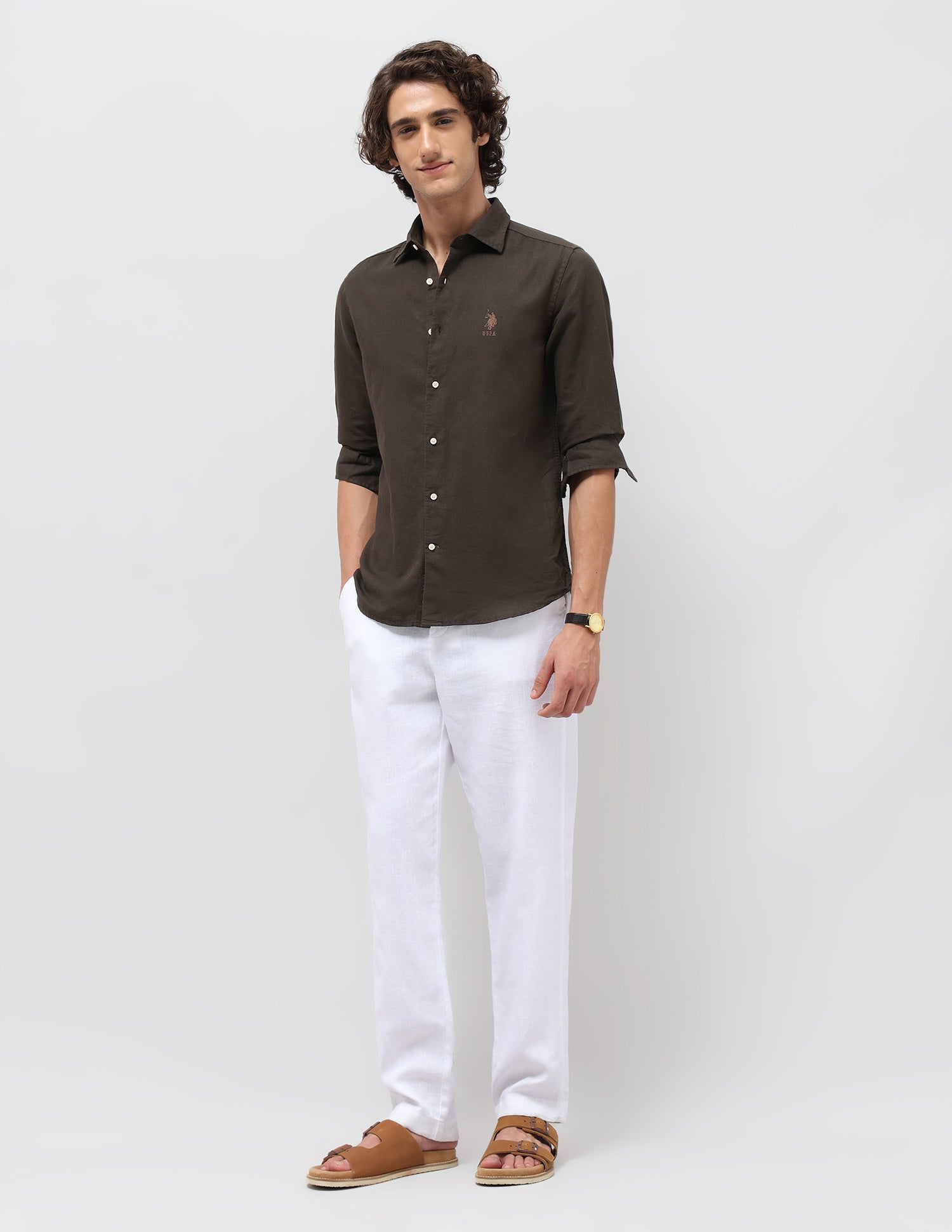 Solid Regular Fit Shirt Choco - U.S. POLO ASSN. | Large