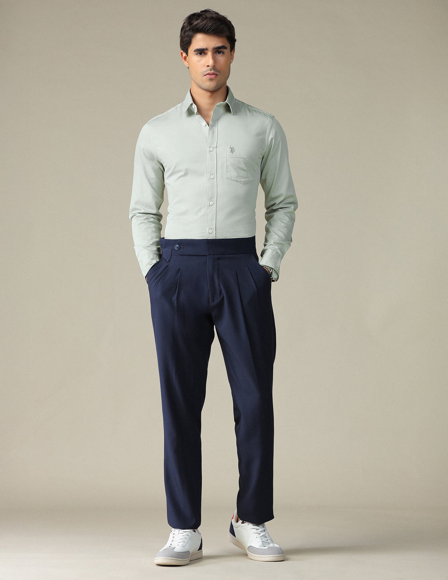 Pure Cotton Tailored Fit Shirt Light Grey - U.S. POLO ASSN. | Large