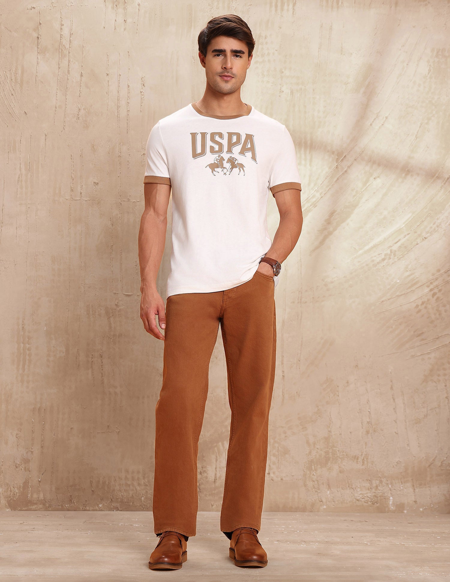 Pure Cotton Brand Printed T-Shirt Ivory - U.S. POLO ASSN. | Large