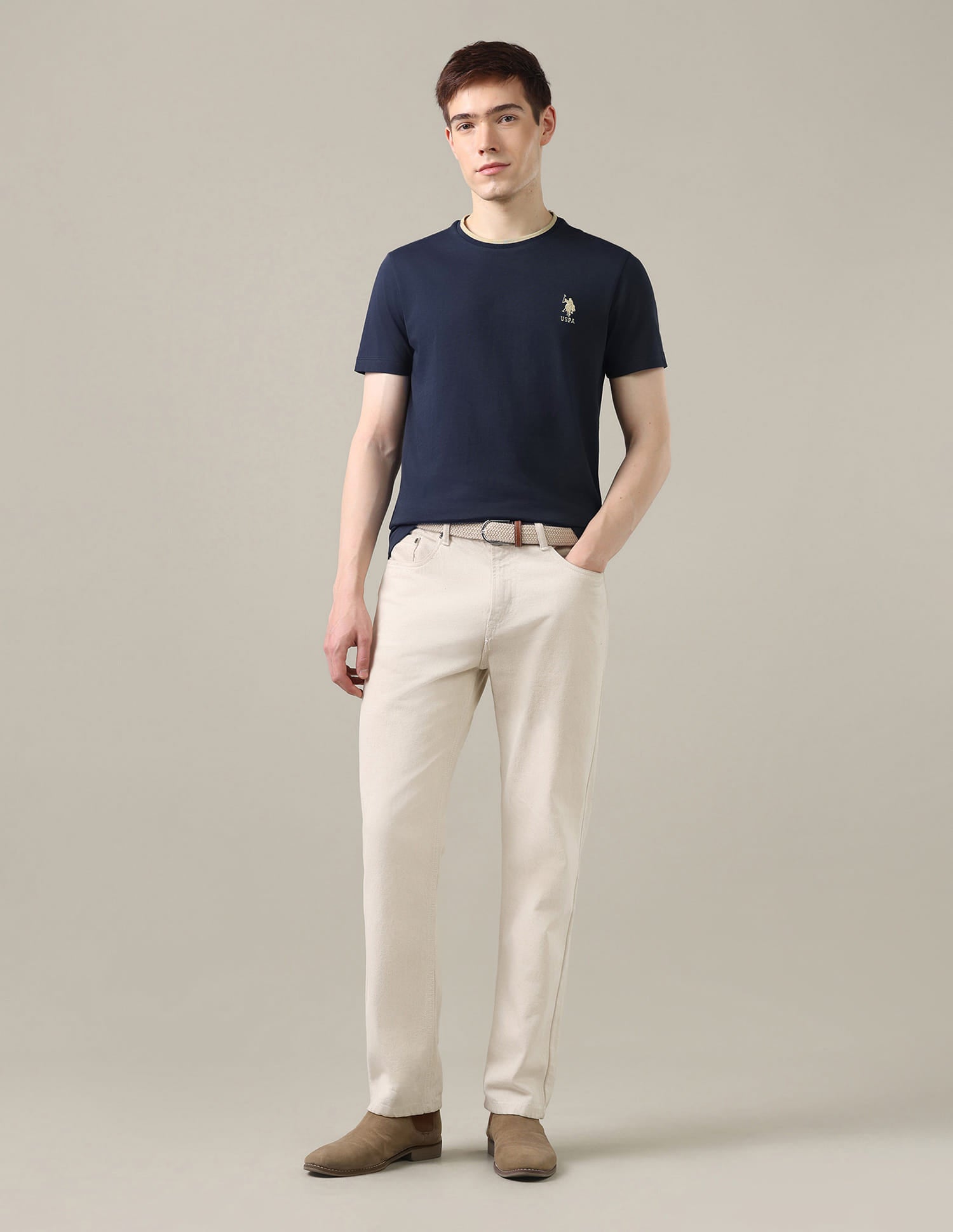 Solid Regular Fit T-Shirt Blue - U.S. Polo Assn. India | Large