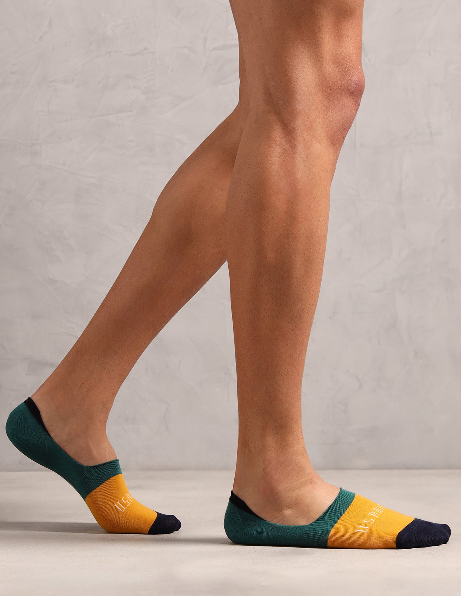 Contrast Patterned Knit ES014 Socks - Pack Of 3 Almond Milk, Jasper, Navy - U.S. POLO ASSN. | Large