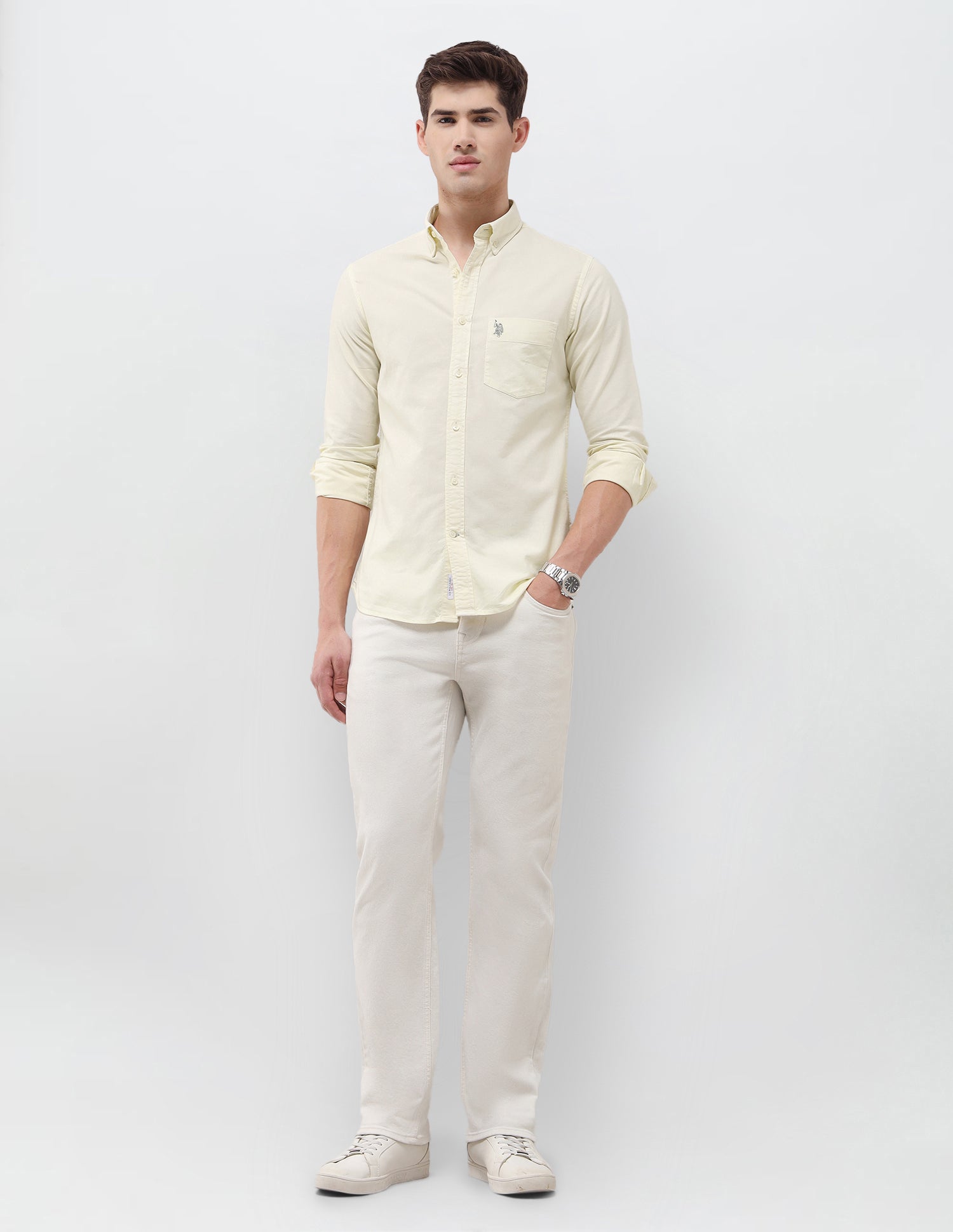 Oxford Tailored Fit Shirt Yellow - U.S. Polo Assn. India | Large