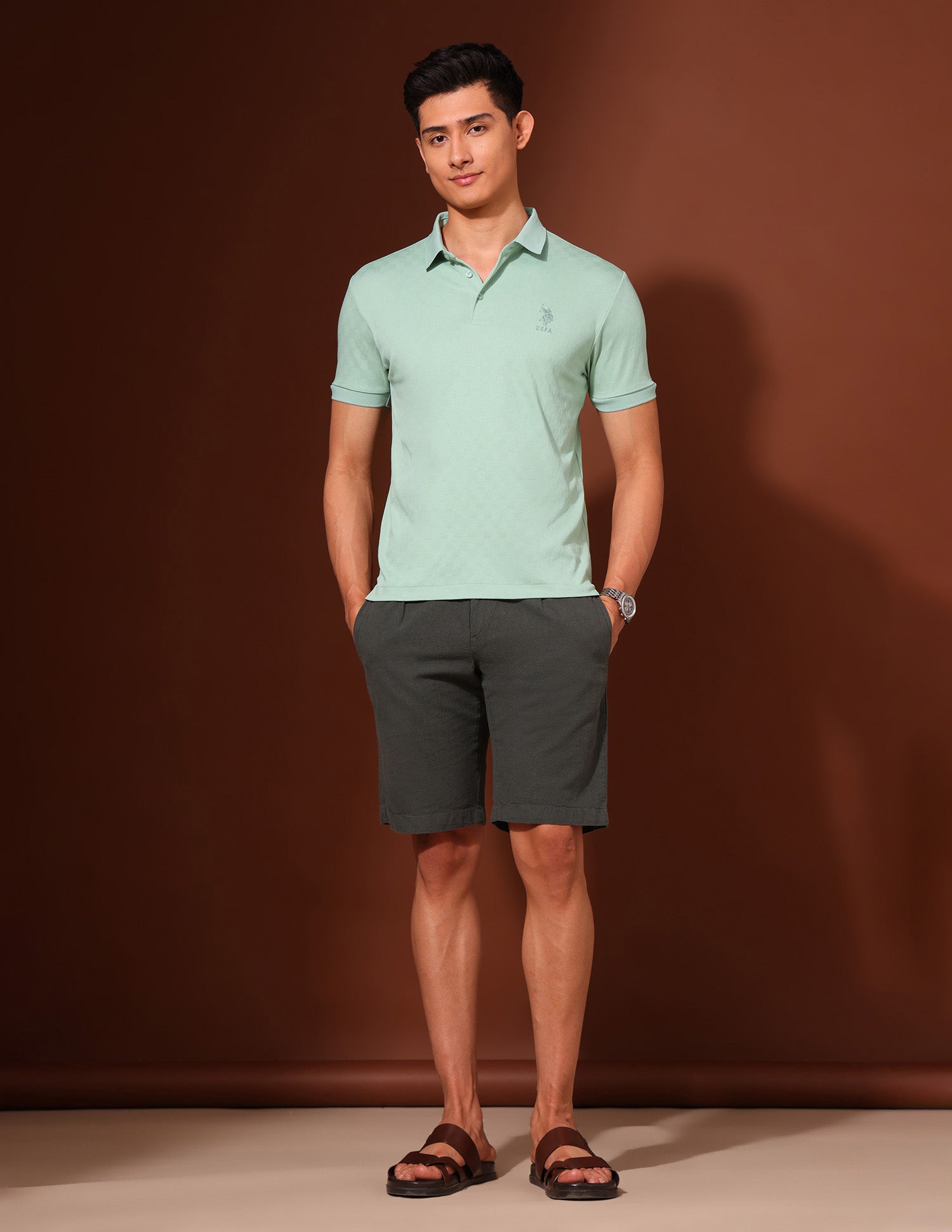 Checked Slim Fit Polo Shirt Light Green - U.S. Polo Assn. India | Large