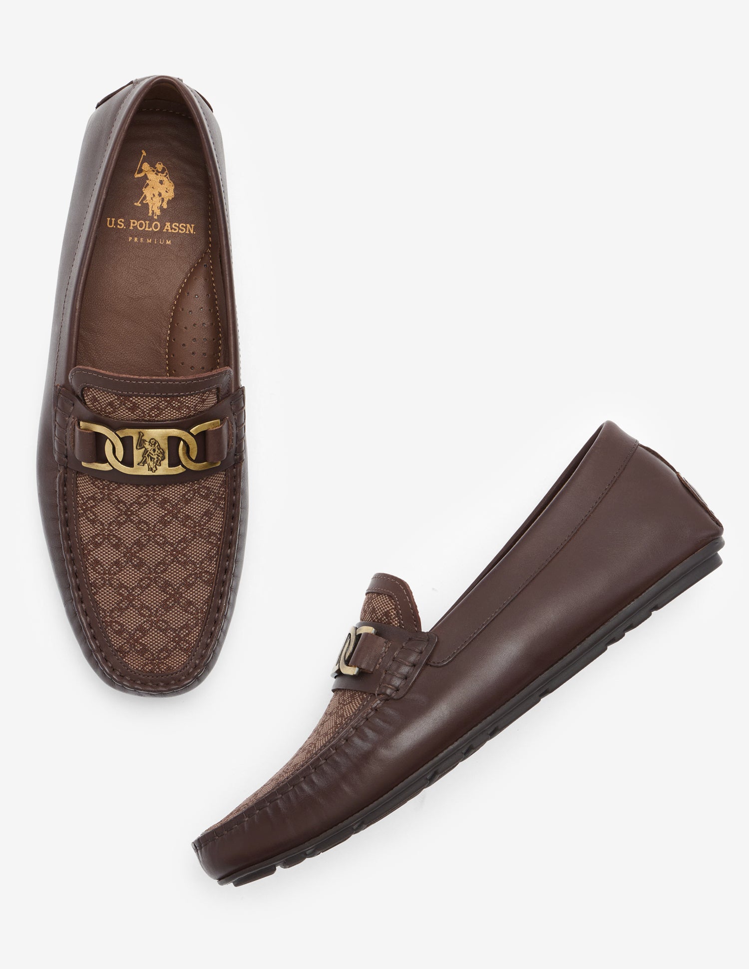 Textured Leather Alvo Loafers Brown - U.S. Polo Assn. India | Large