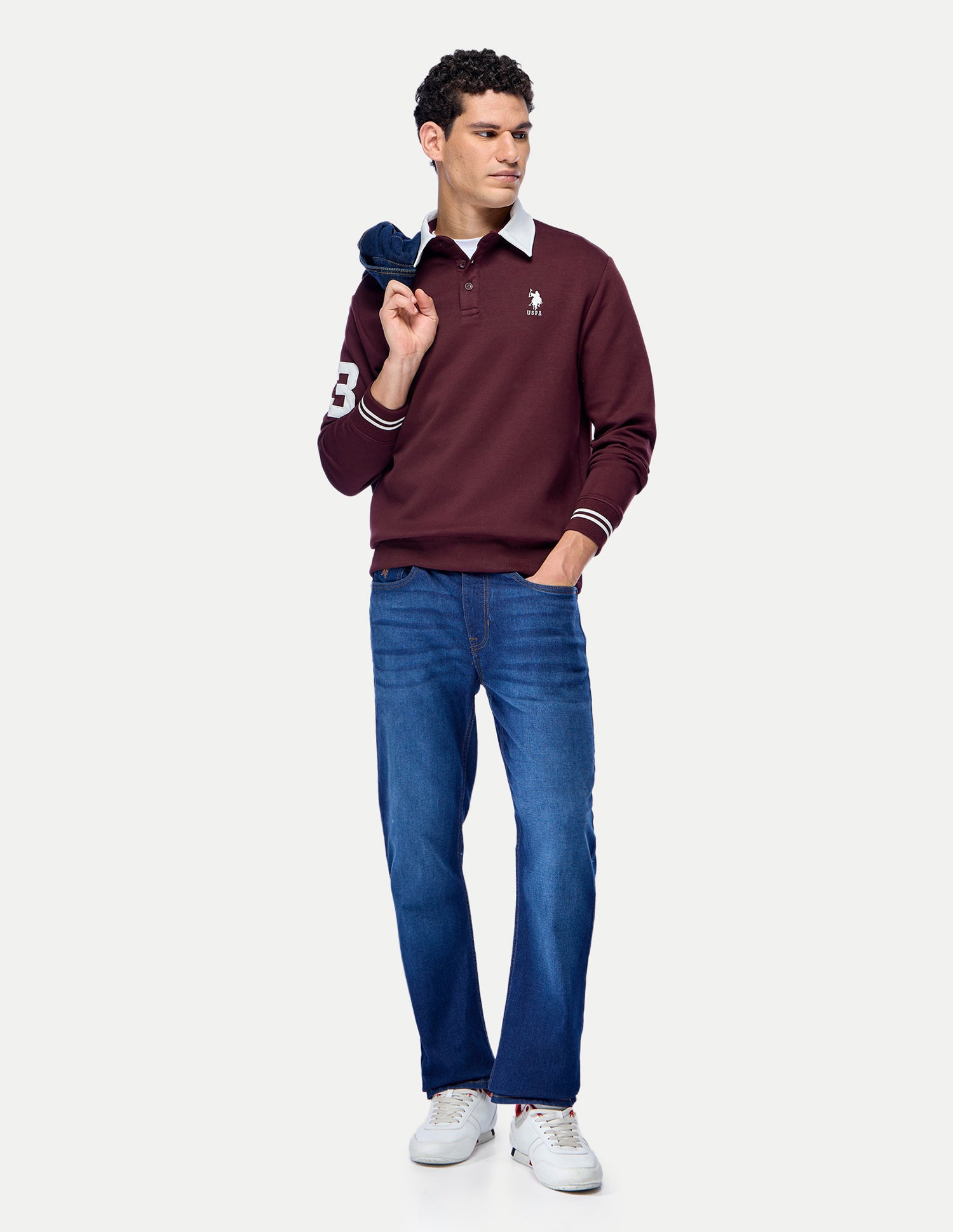Solid Slim Fit Sweatshirt Maroon - U.S. Polo Assn. India | Large