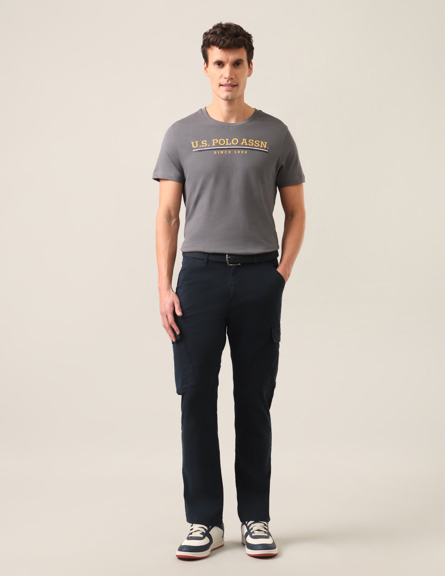 Harold Slim Straight Fit Twill Cargos Navy - U.S. Polo Assn. India | Large