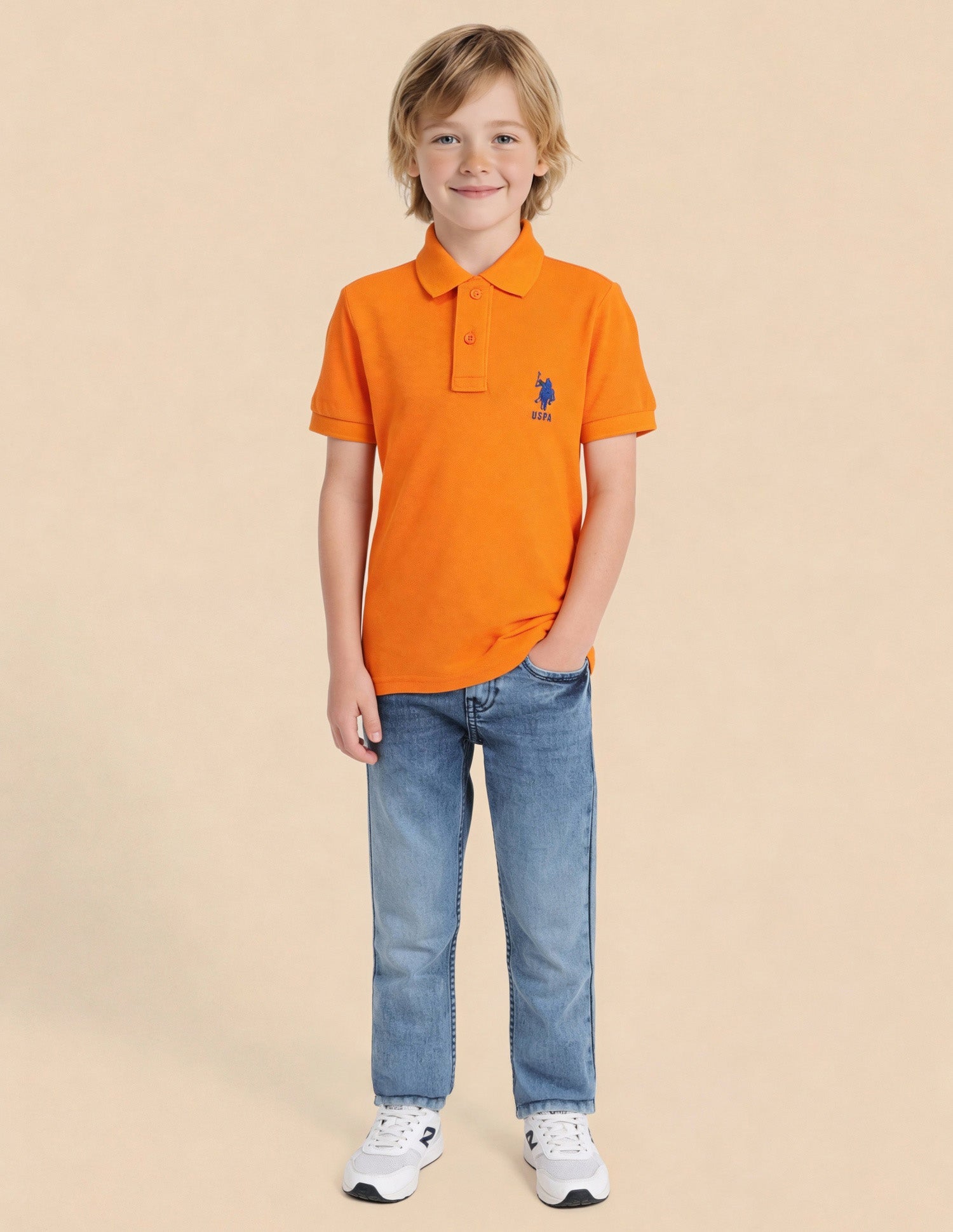 Pure Cotton Solid Polo Shirt Orange - U.S. Polo Assn. India | Large