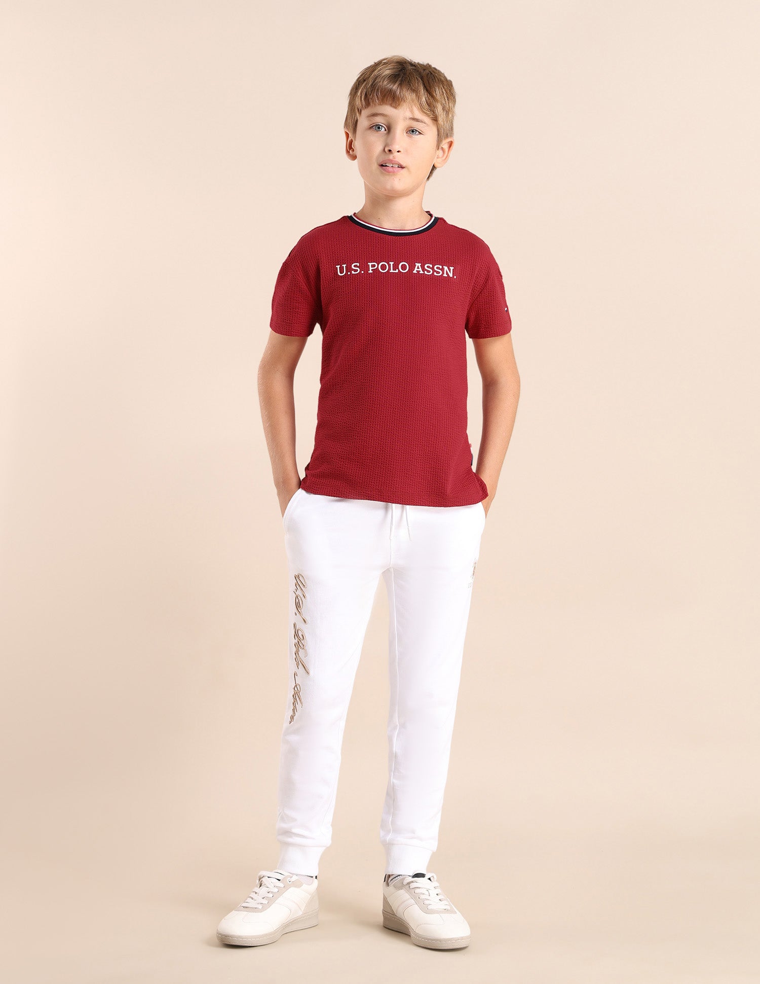 Boys Brand Printed Regular Fit T-Shirt Medium Red - U.S. POLO ASSN. | Large