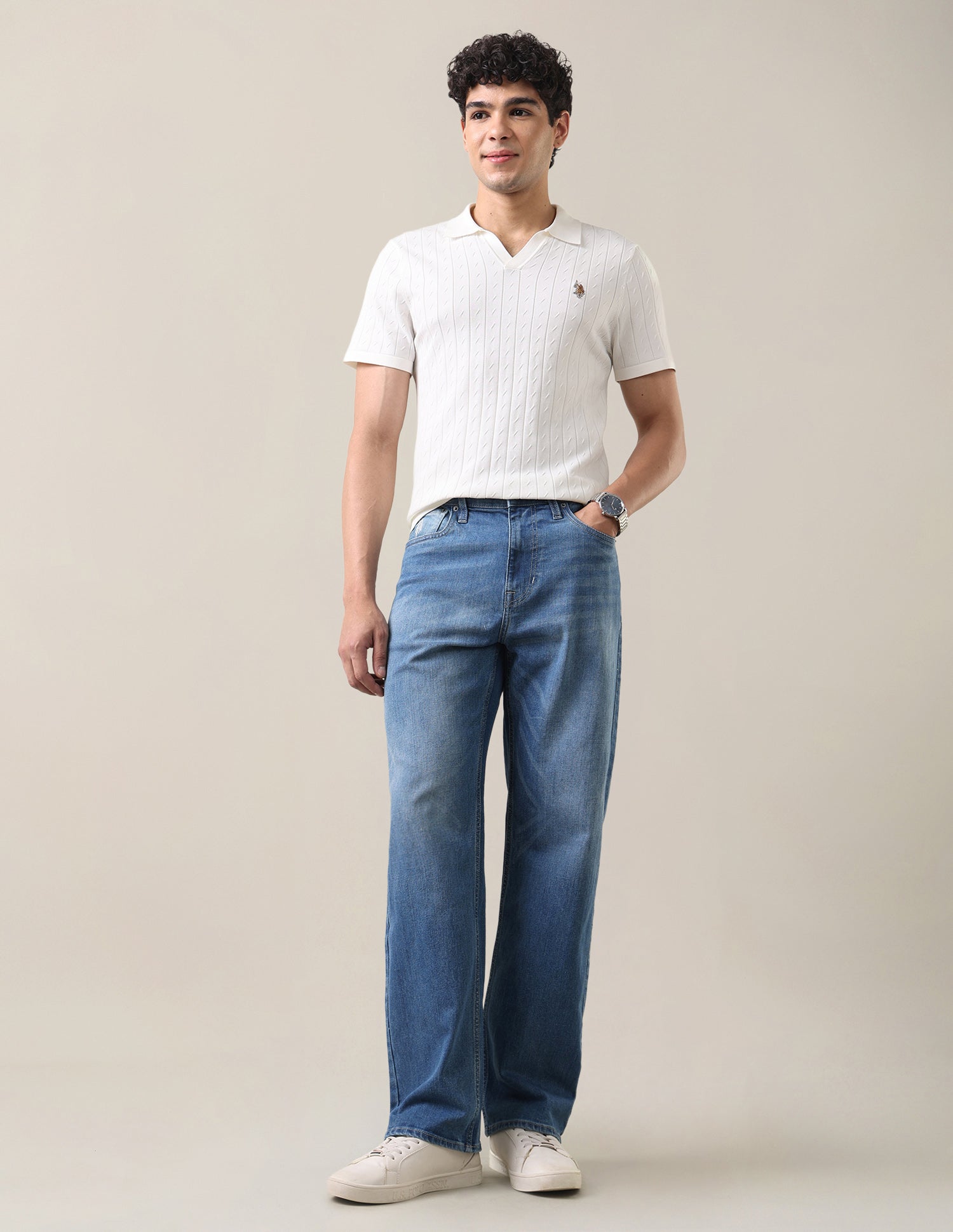 Logan Loose Straight Fit Blue Jeans Light Indigo - U.S. Polo Assn. India | Large