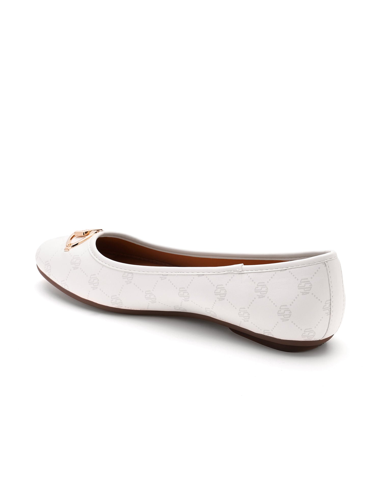Women Panelled All Over Monogram Mia Ballerinas White - U.S. POLO ASSN. | Large