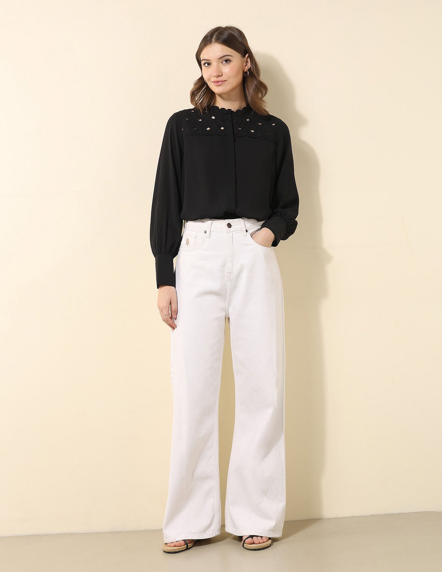 Embroidered Yoke Top Black - U.S. POLO ASSN. | Large