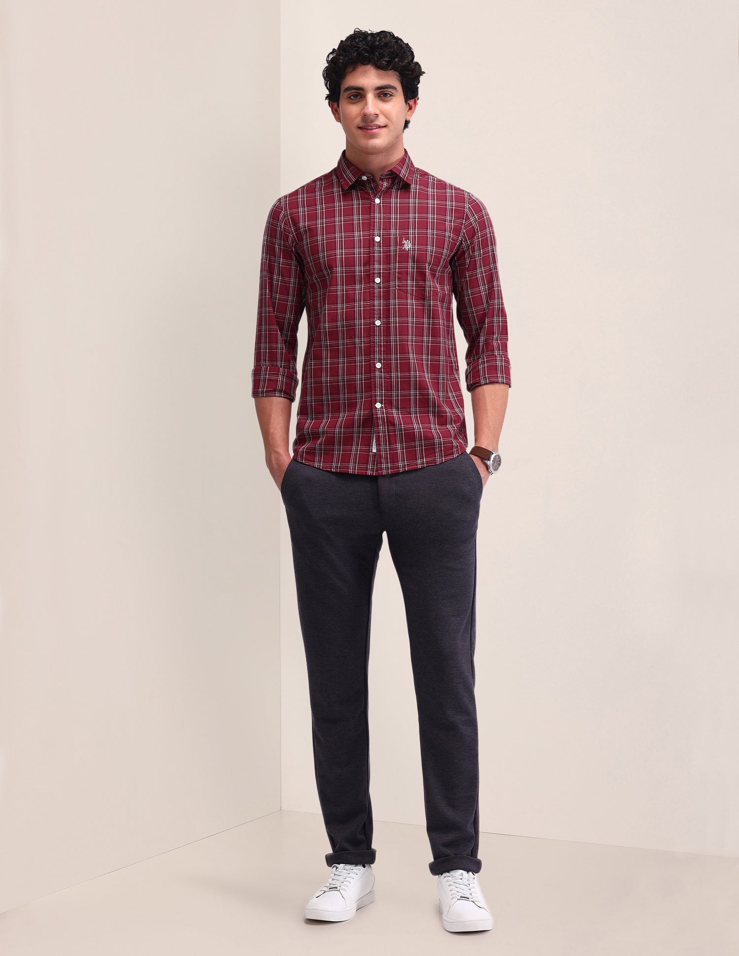 Dupplin Checked Poplin Shirt Red - U.S. Polo Assn. India | Large