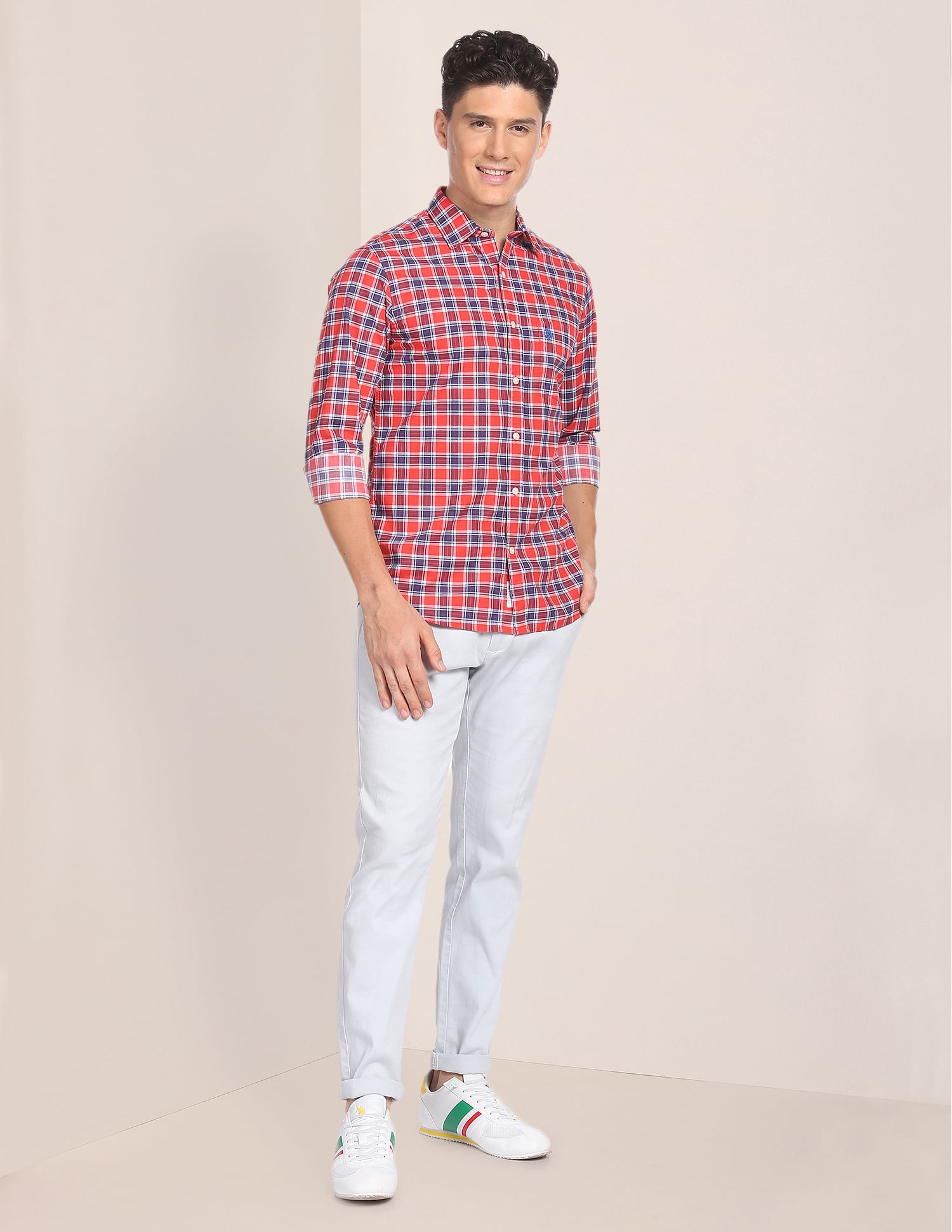 Tartan Twill Tailored Shirt Red - U.S. POLO ASSN. | Large