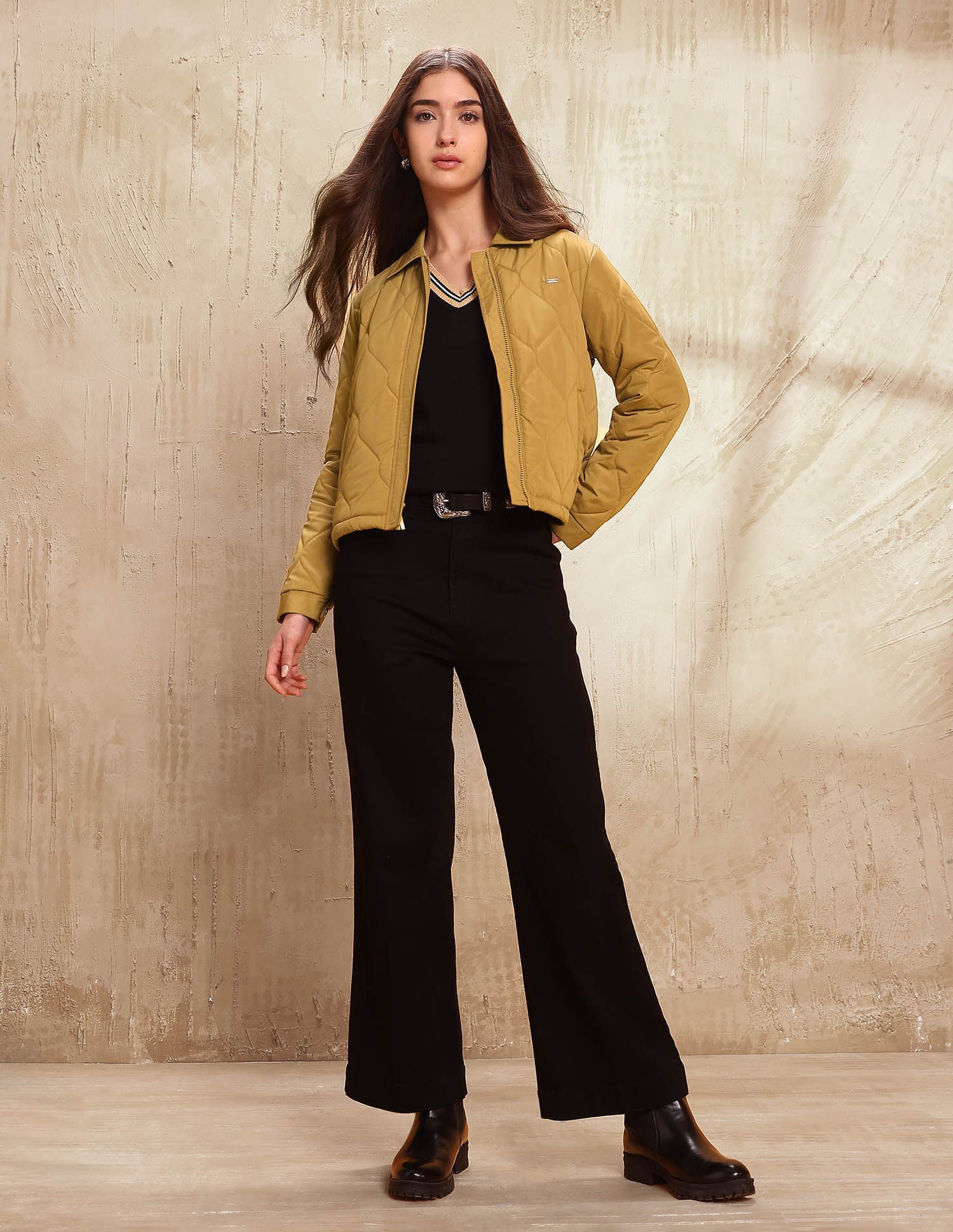 Solid Quilted Jacket Yellow - U.S. POLO ASSN. | Large