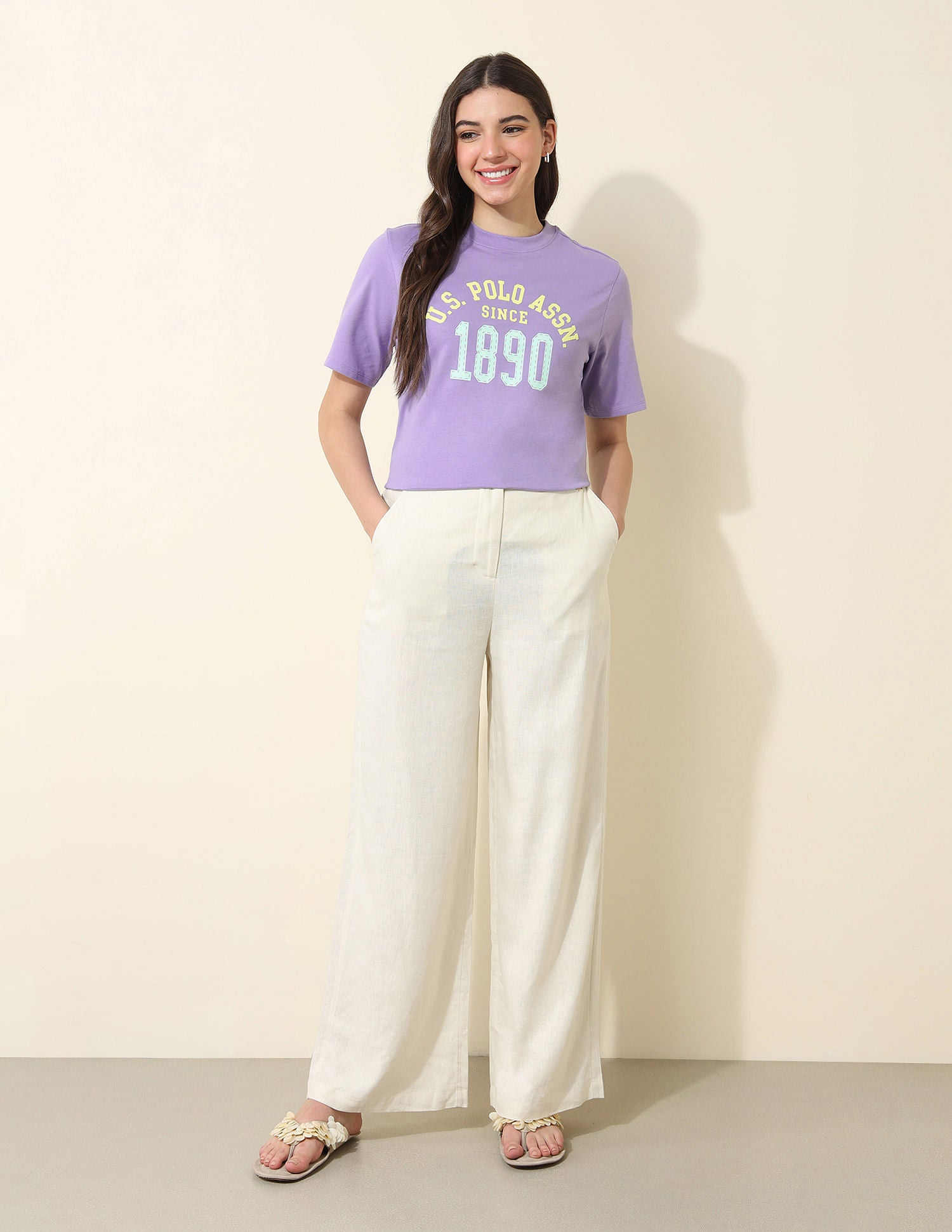 Boxy Fit Brand Printed T-Shirt Lavender - U.S. POLO ASSN. | Large