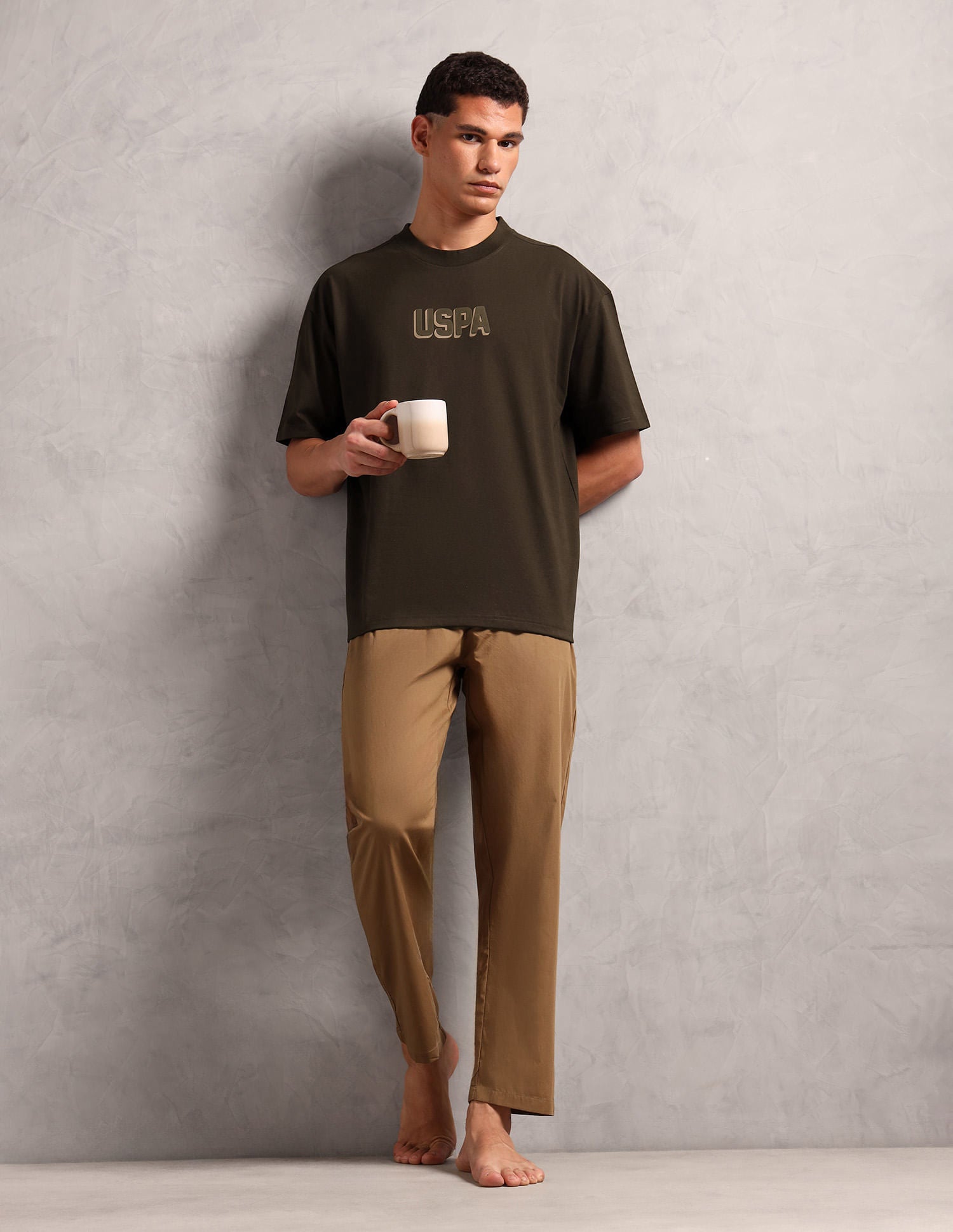 Oversized Fit Breathable OEE11 Lounge T-Shirt - Pack Of 1 Dark Brown - U.S. POLO ASSN. | Large