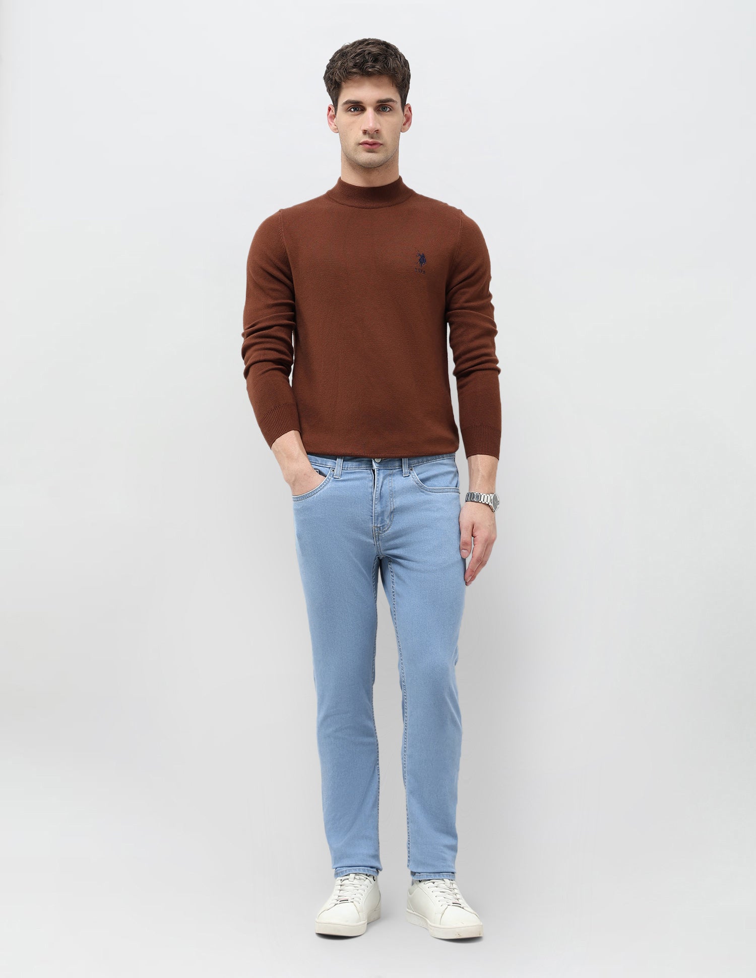 Brandon Slim Tapered Fit Blue Jeans Light Indigo - U.S. POLO ASSN. | Large