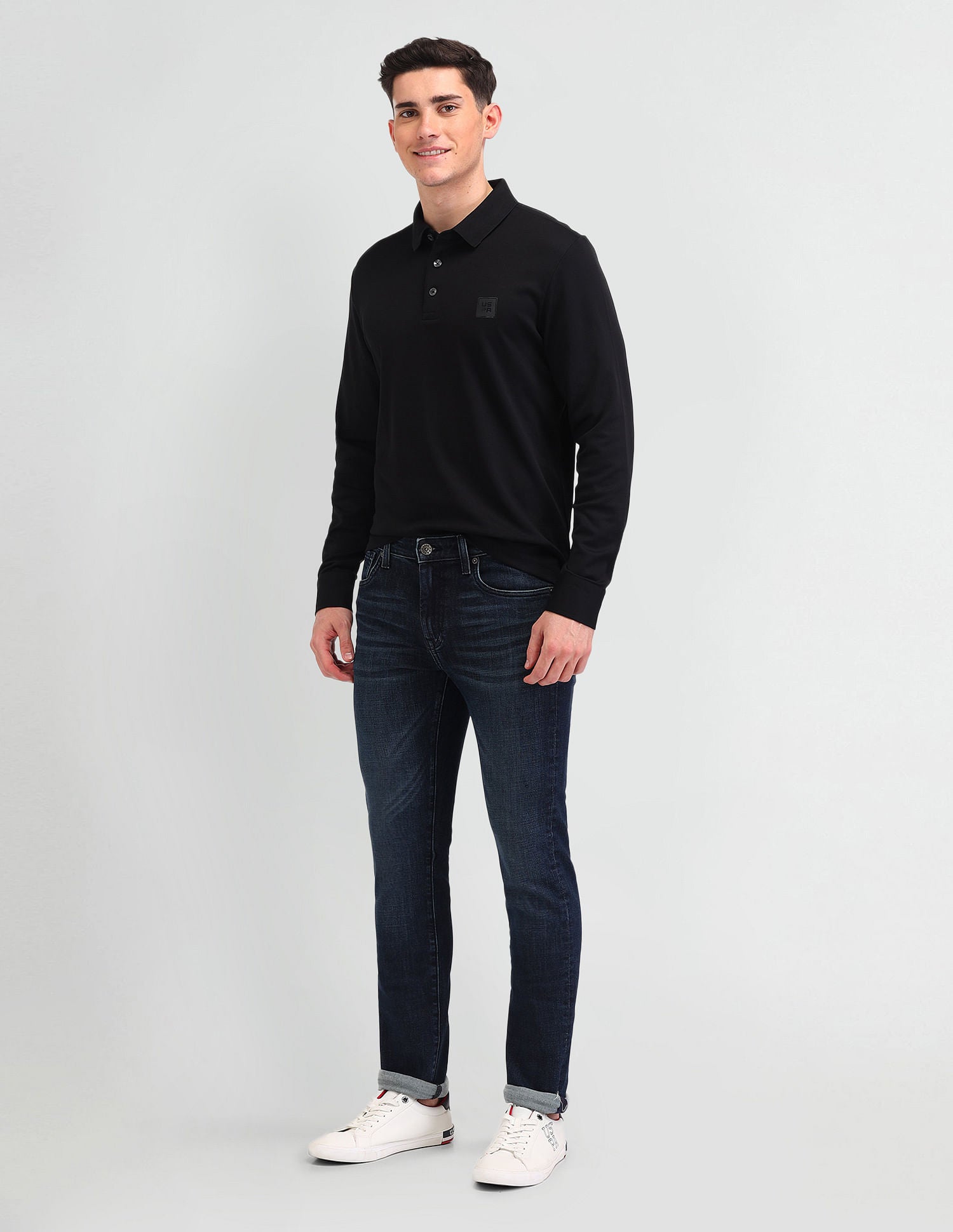 Muscle Fit Solid Polo Shirt Black - U.S. Polo Assn. India | Large