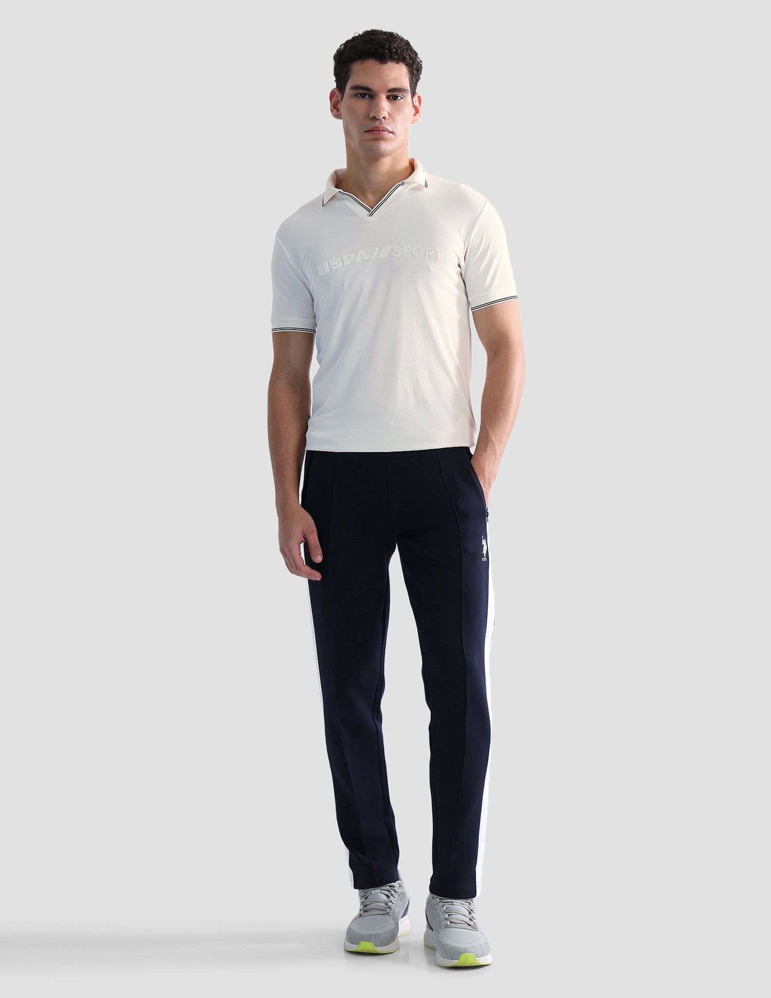 Brand Embossed Regular Fit Active Polo Shirt Off White - U.S. POLO ASSN. | Large